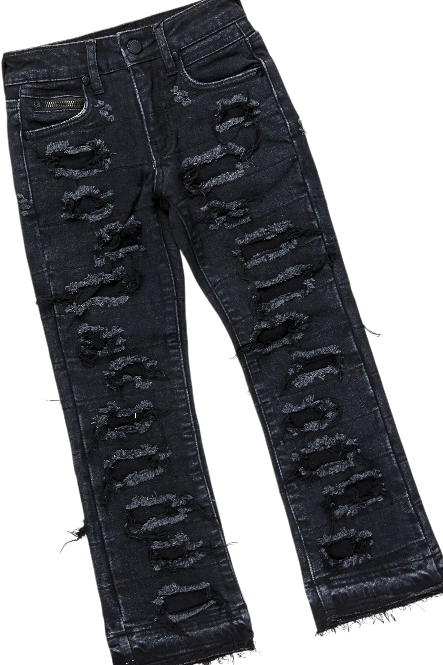 Boys Daley Vintage Grey Hoodie/Stacked Flare Jean Set