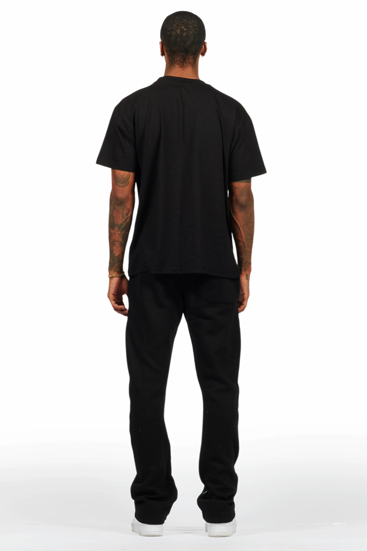 Rainer Black T-Shirt/Stacked Track Pant Set