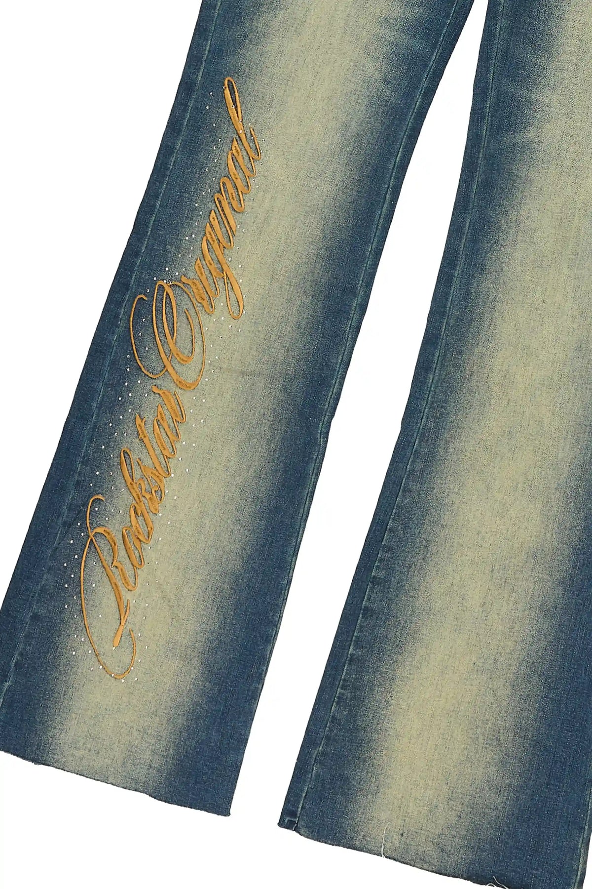 Calisa Tint Rhinestone Stacked Flare Jean