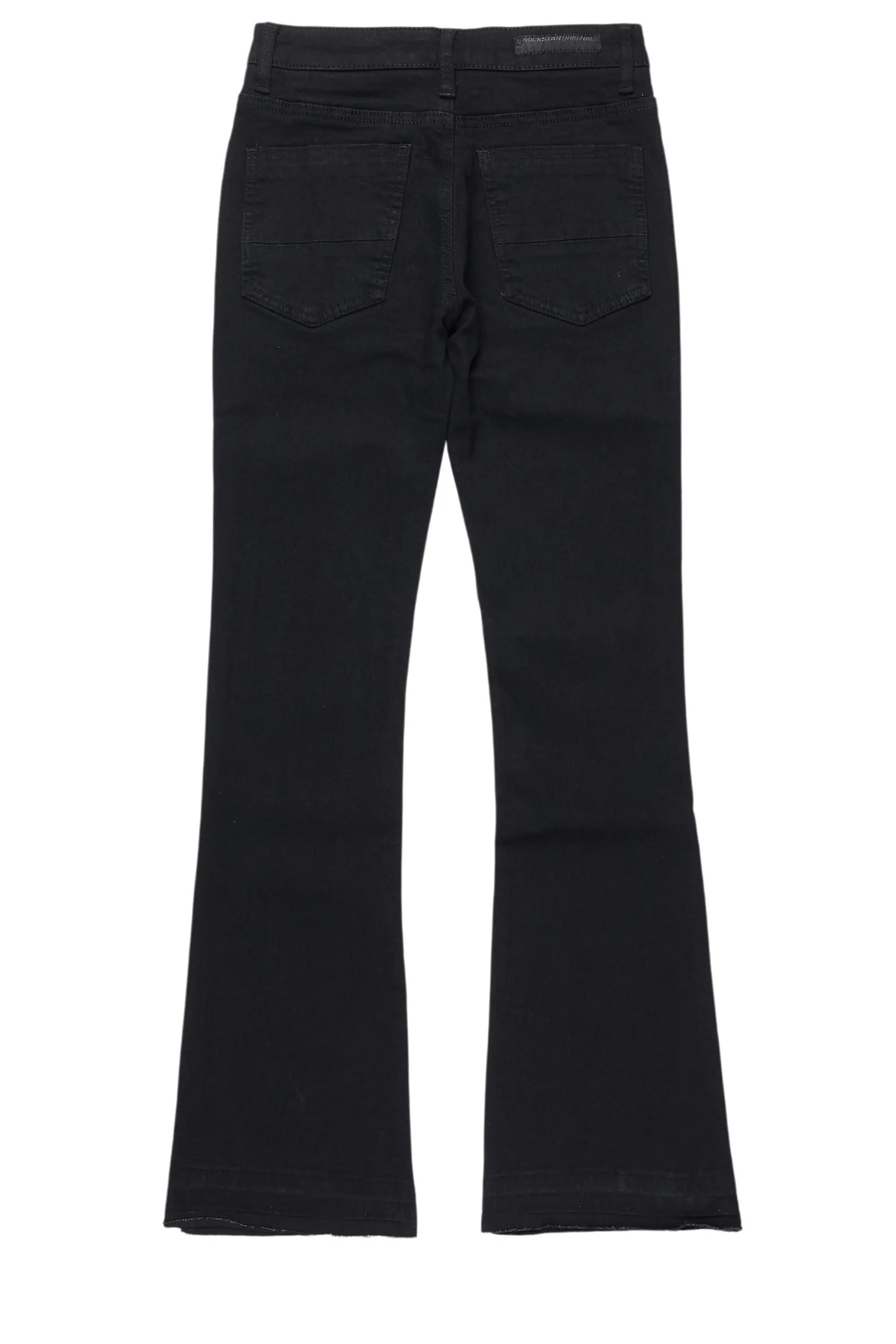 Girls Daga Jet Black Stacked Flare Jean