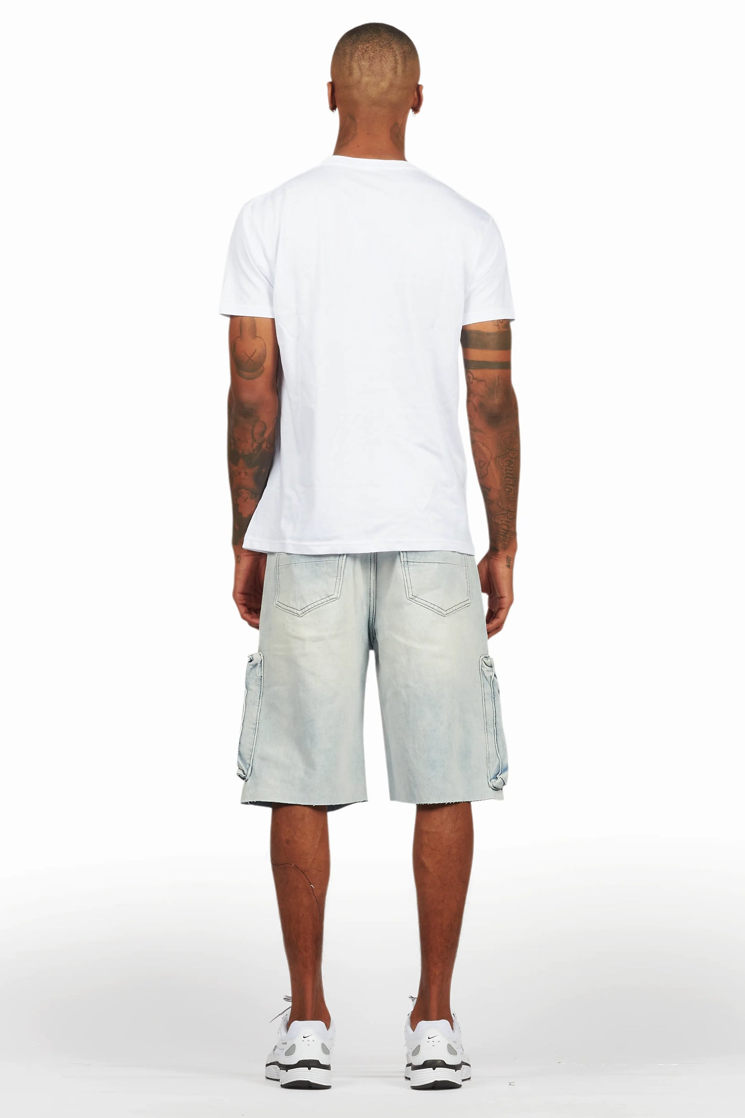 Beno White/Blue T-Shirt/Denim Short Set