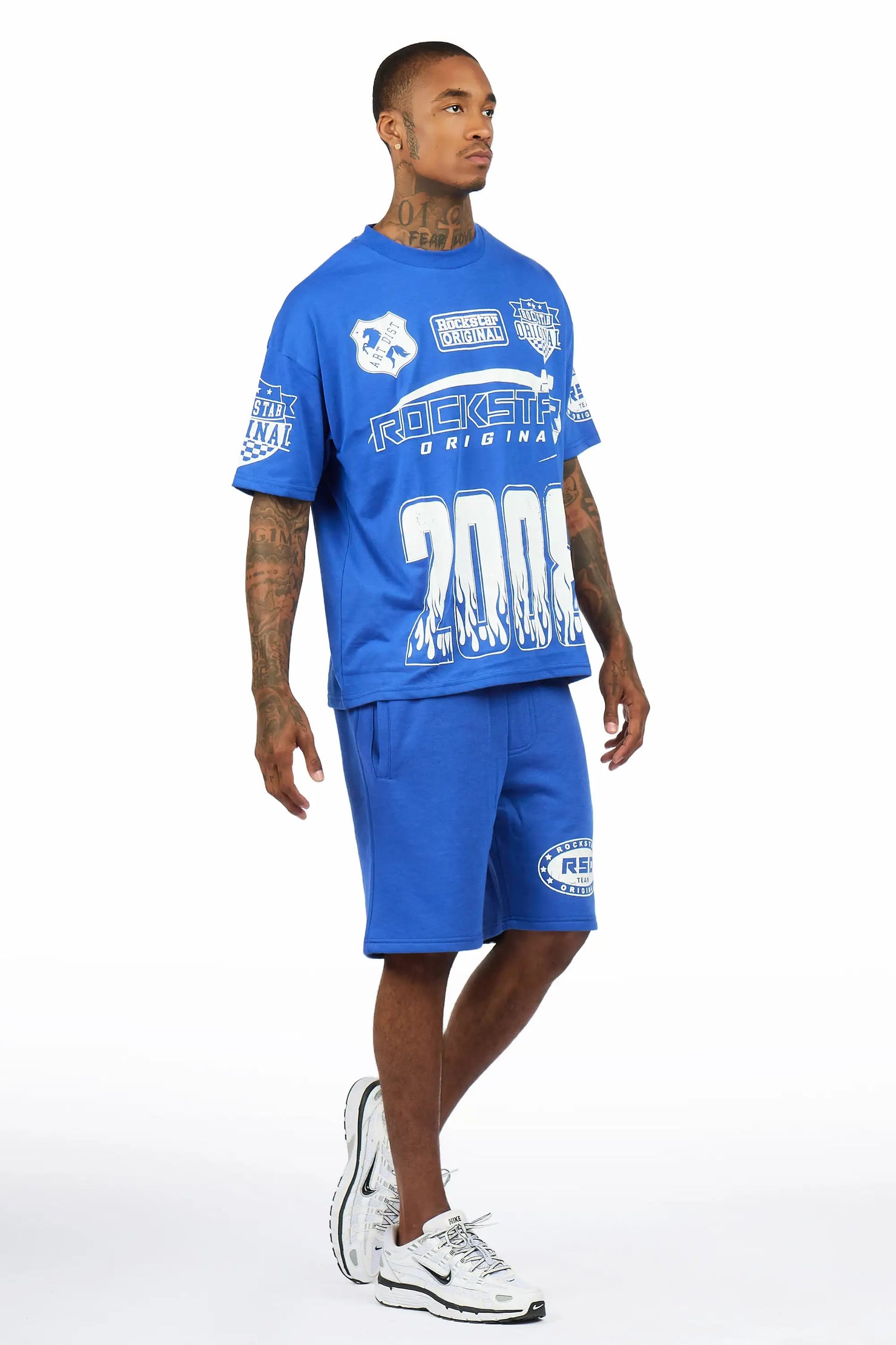 Amos Royal Blue Graphic T-Shirt Short Set