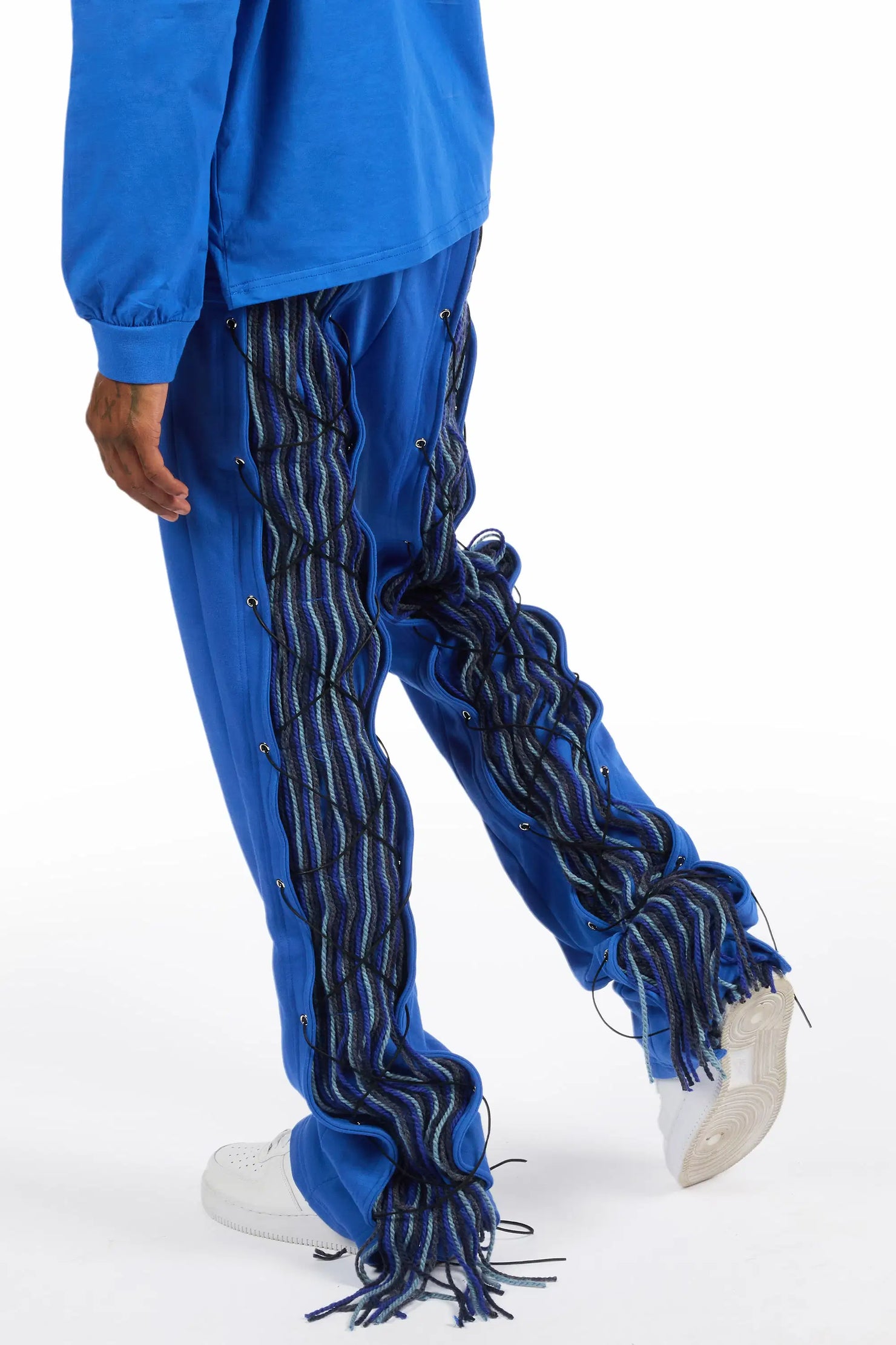 Antal Royal Blue Long Sleeve T-Shirt/Baggy Stacked Track Set