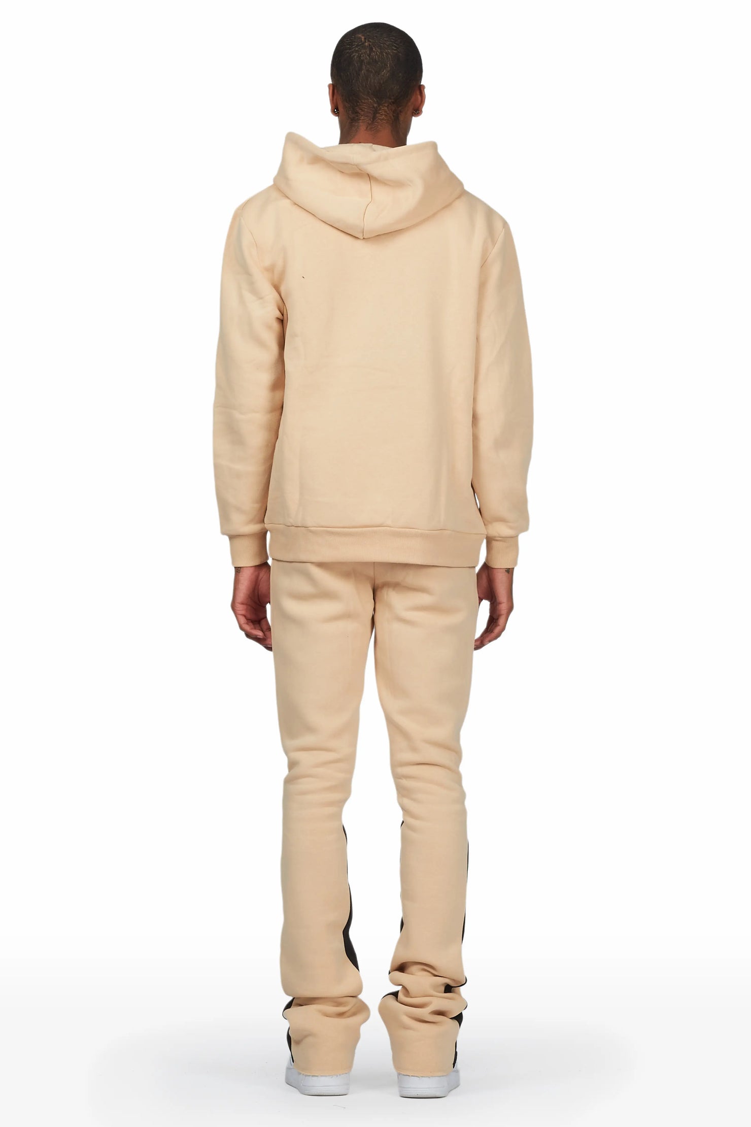 Rory Beige Hoodie Stacked Flare Pant Set
