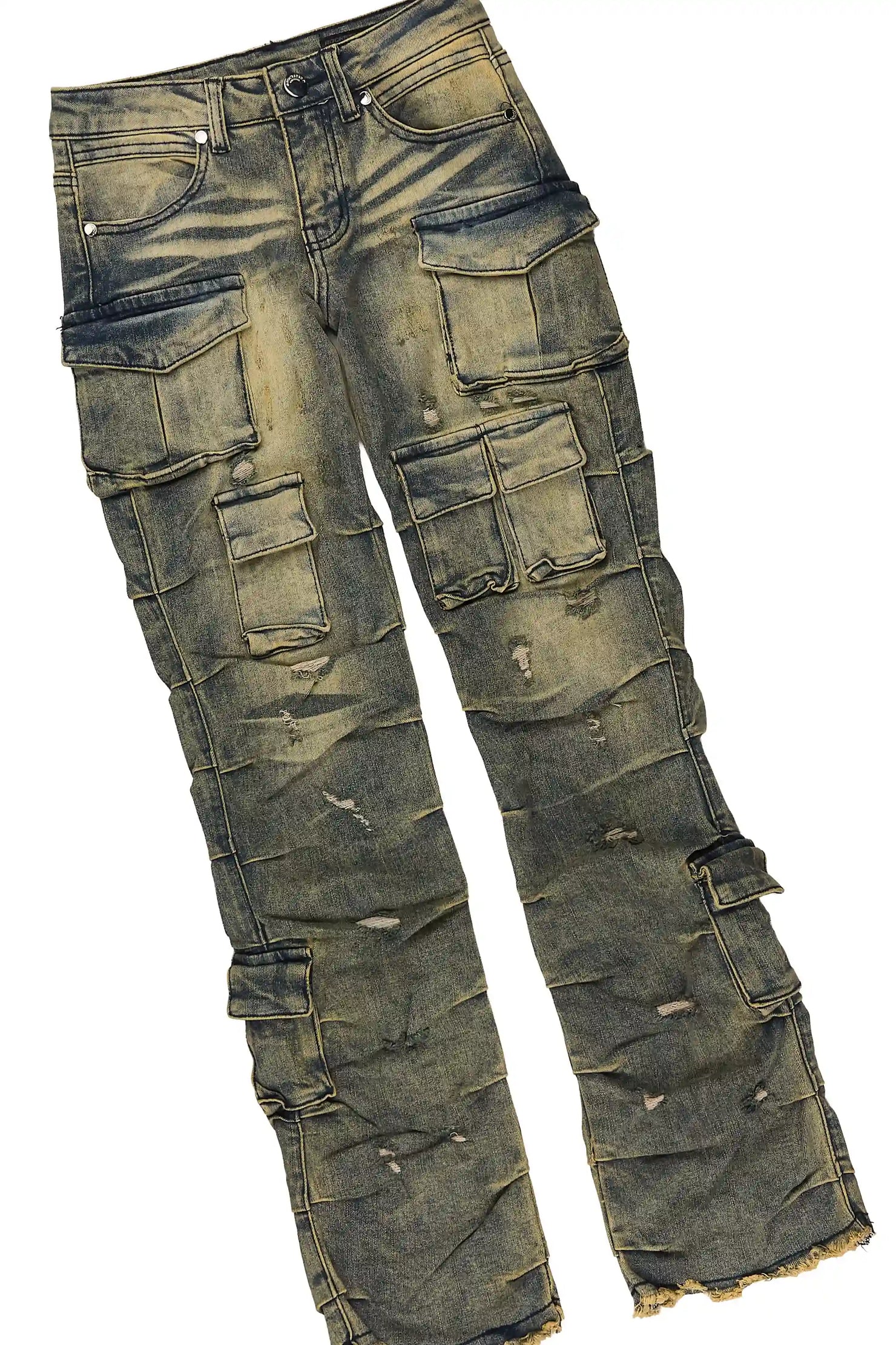 Girls Loomy Sand/Tint T-Shirt Stacked Jean Set