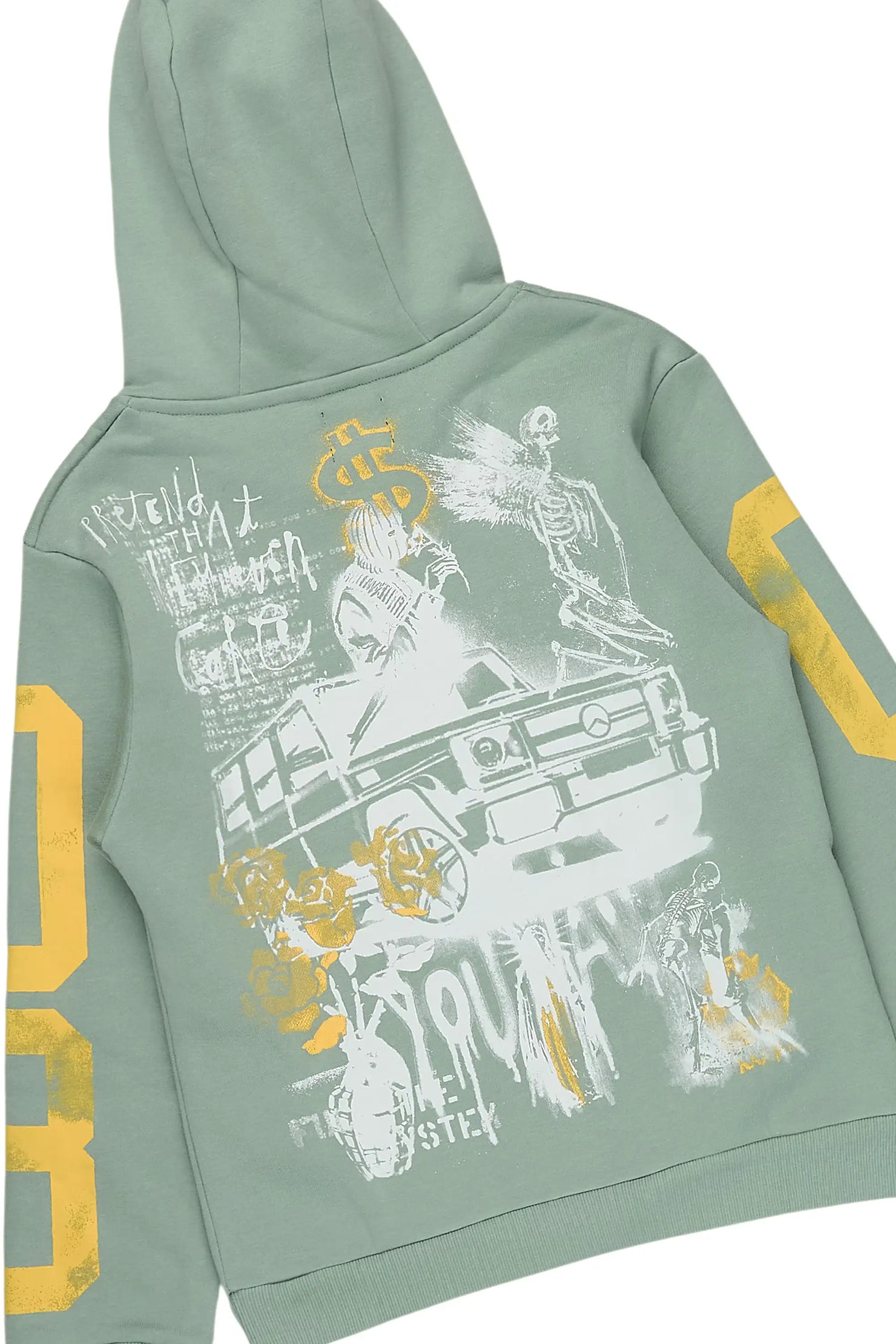 Boys Beau Sage Hoodie/Stacked Jean Set