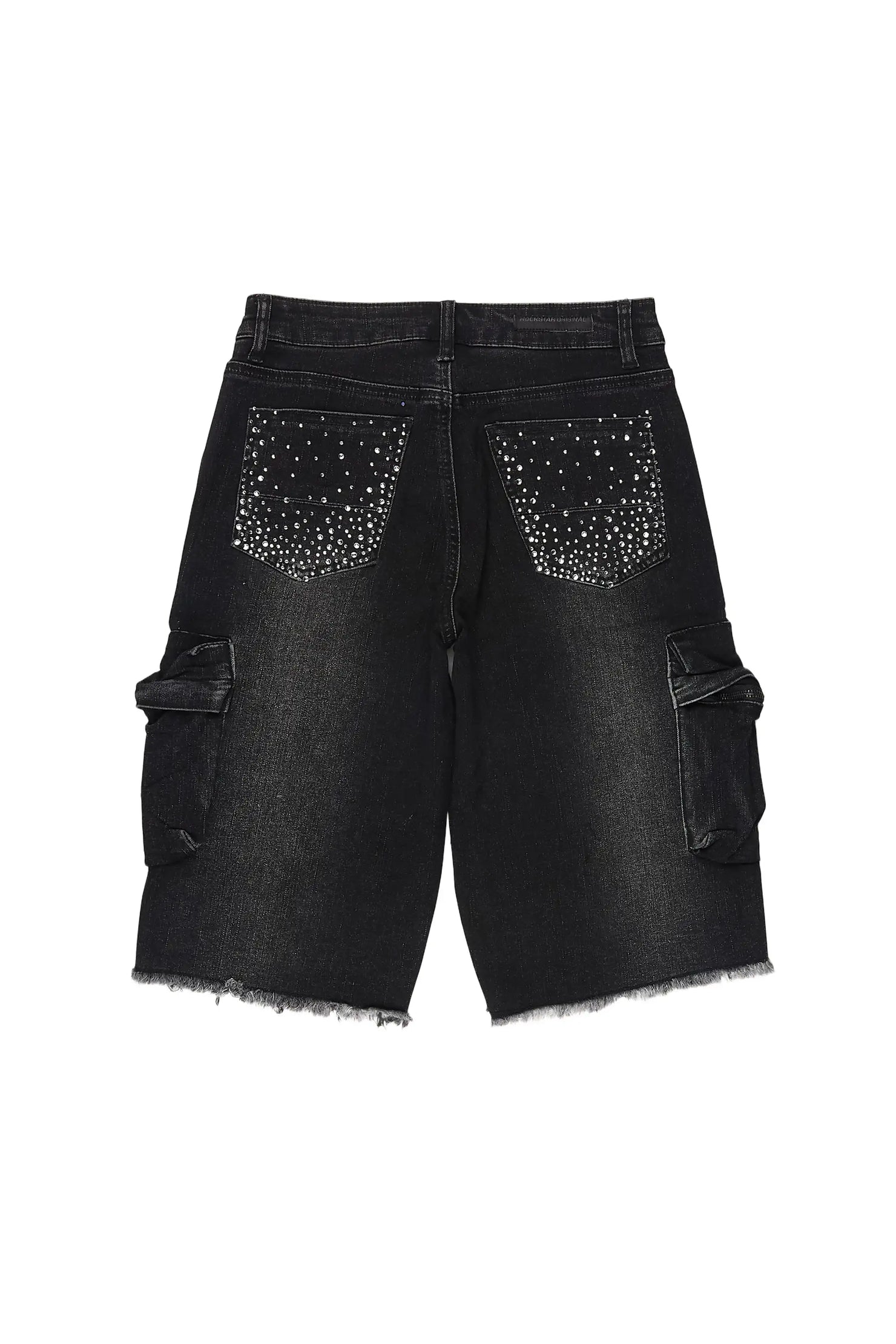 Boys Grand Black Wash Rhinestone Jort