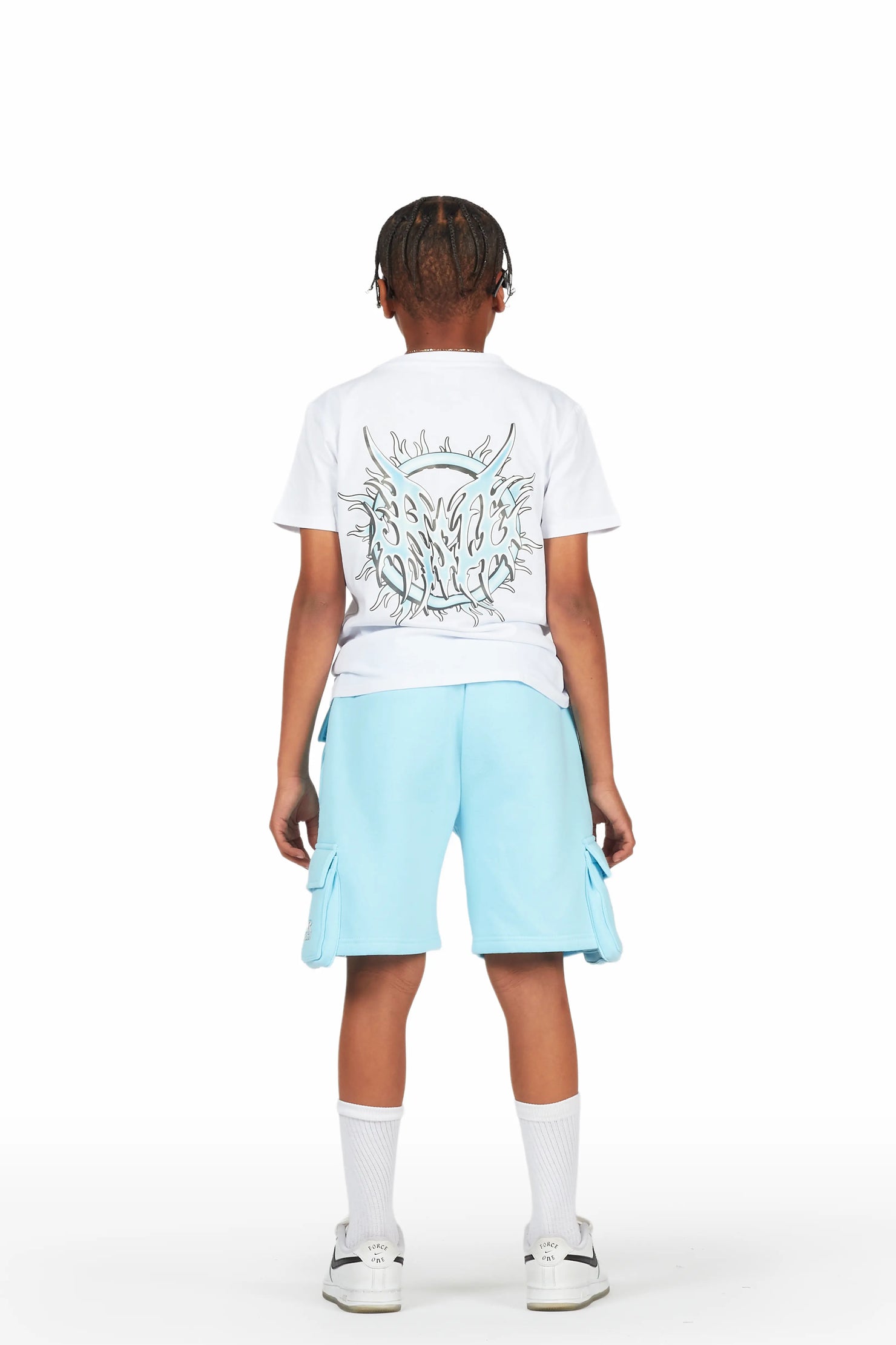 Boys Yoga White/Blue T-Shirt Short Set