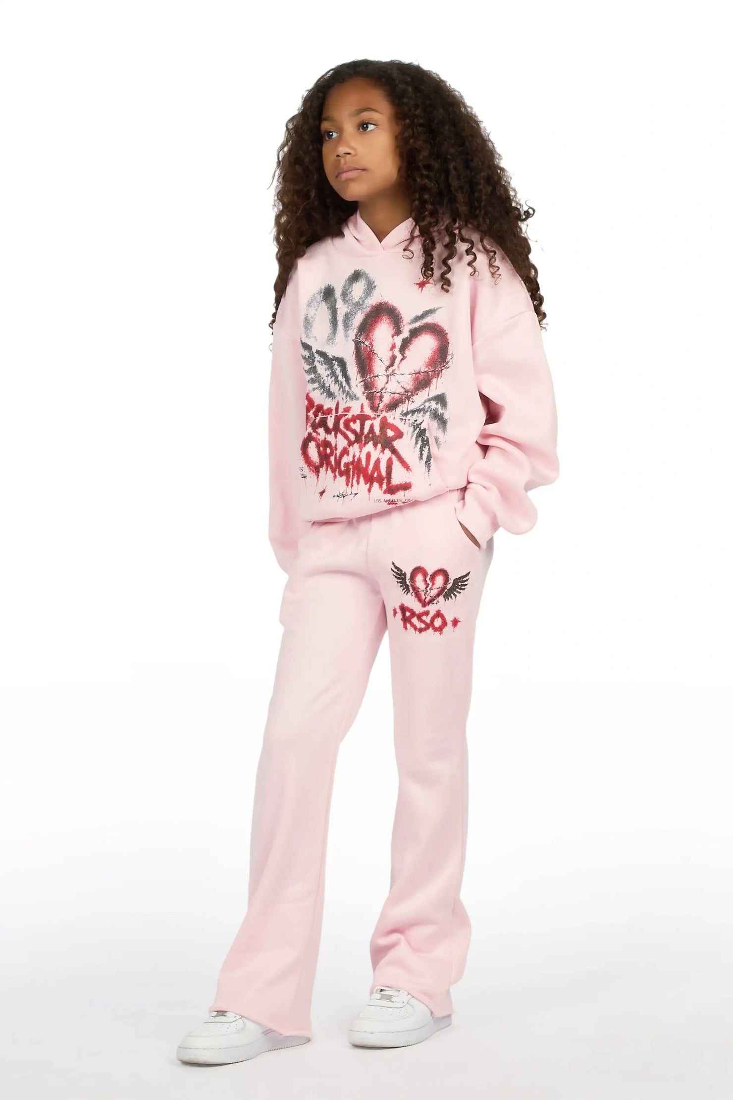 Girls Effigia Light Pink Hoodie Track Set