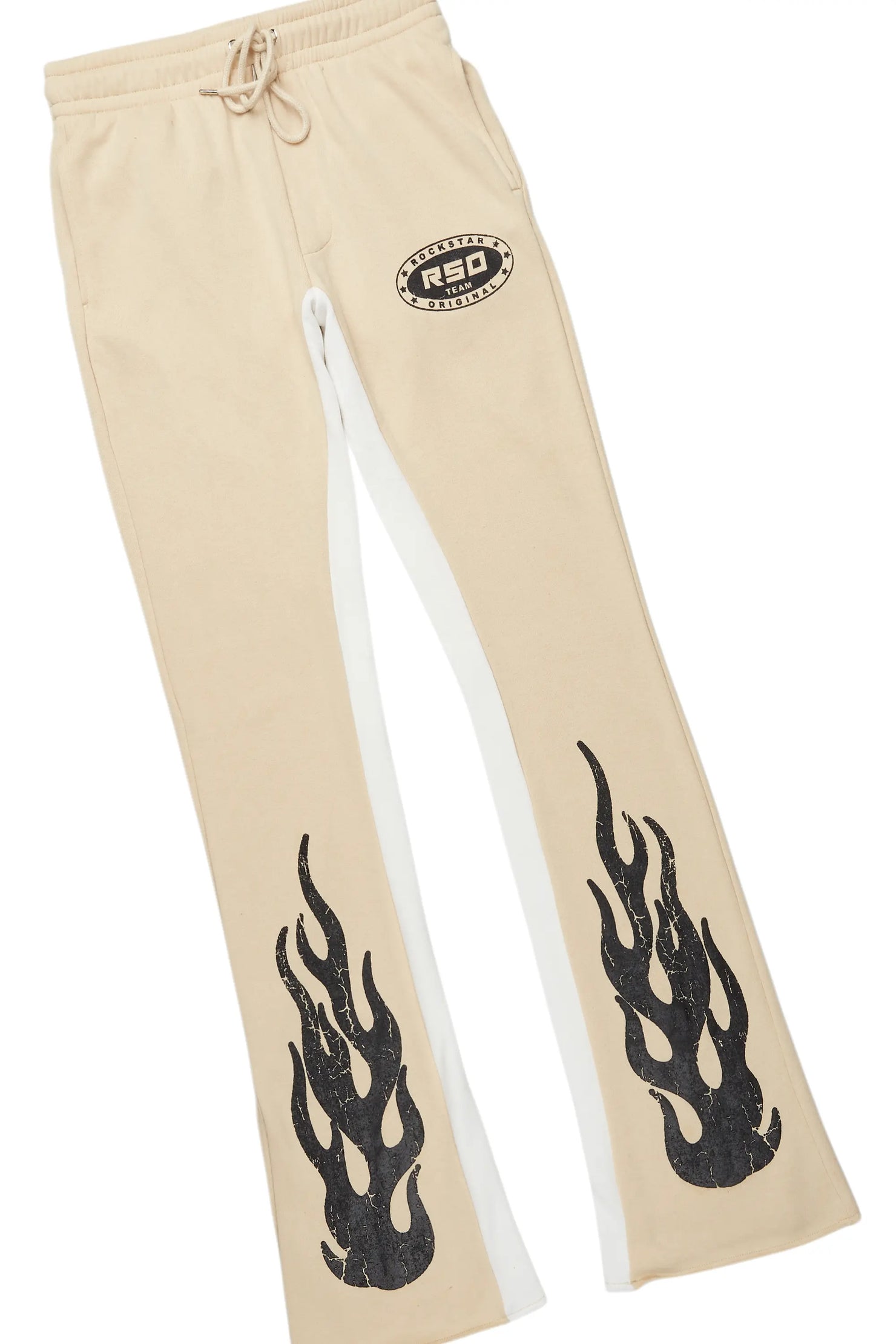 Amos White/Beige Double Layer T-Shirt/Stacked Baggy Pant Set