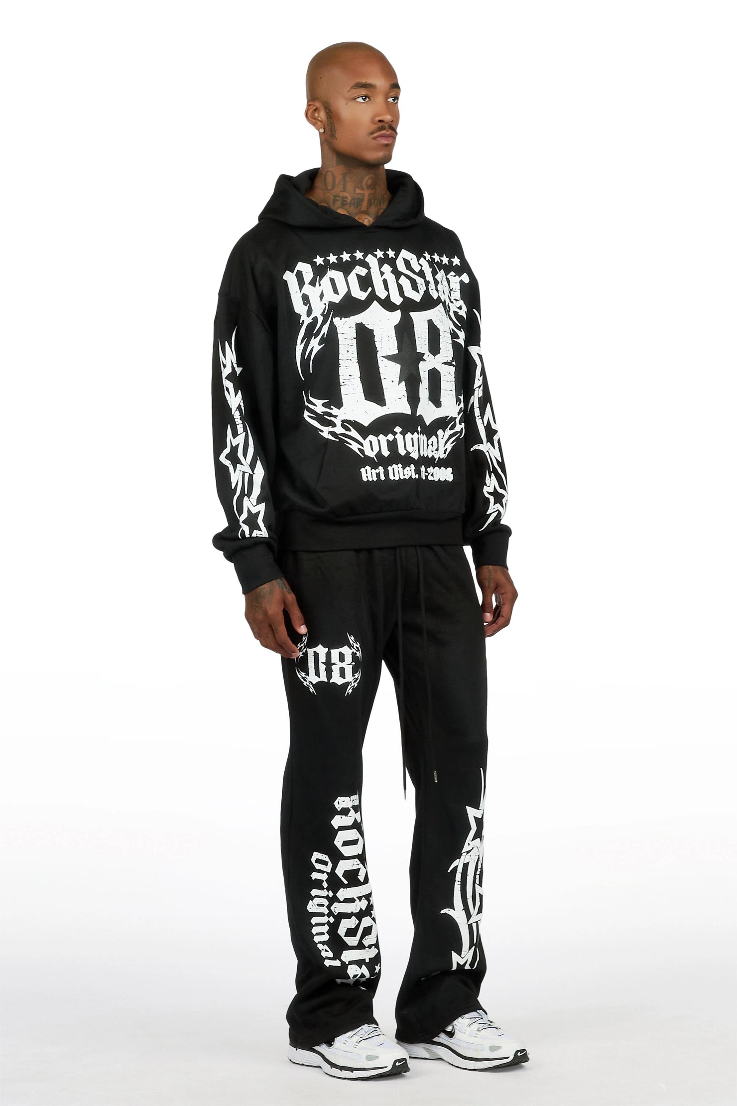 Branko Black/White Hoodie Relaxed Track Set