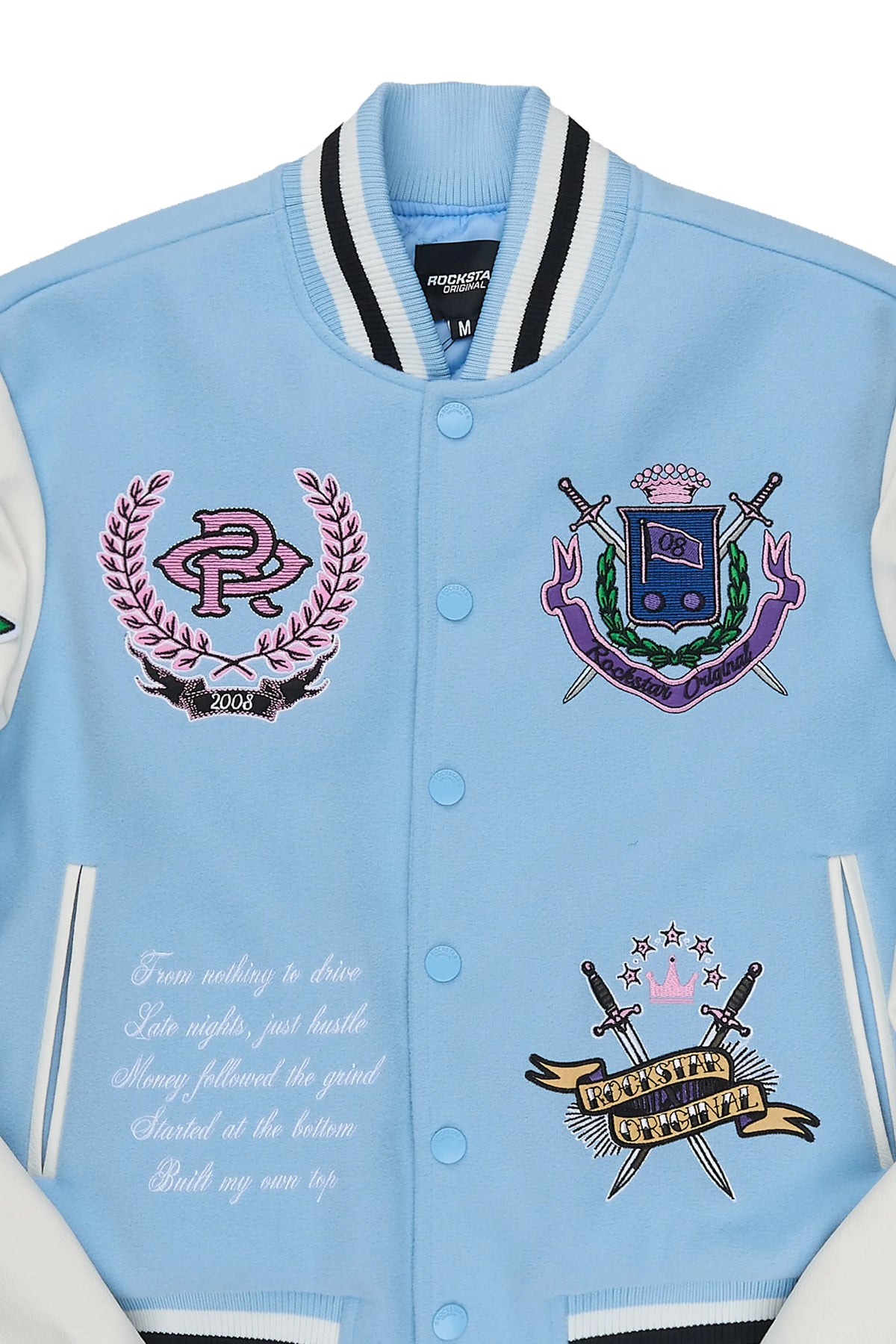 Althene Baby Blue Oversized Varsity Jacket