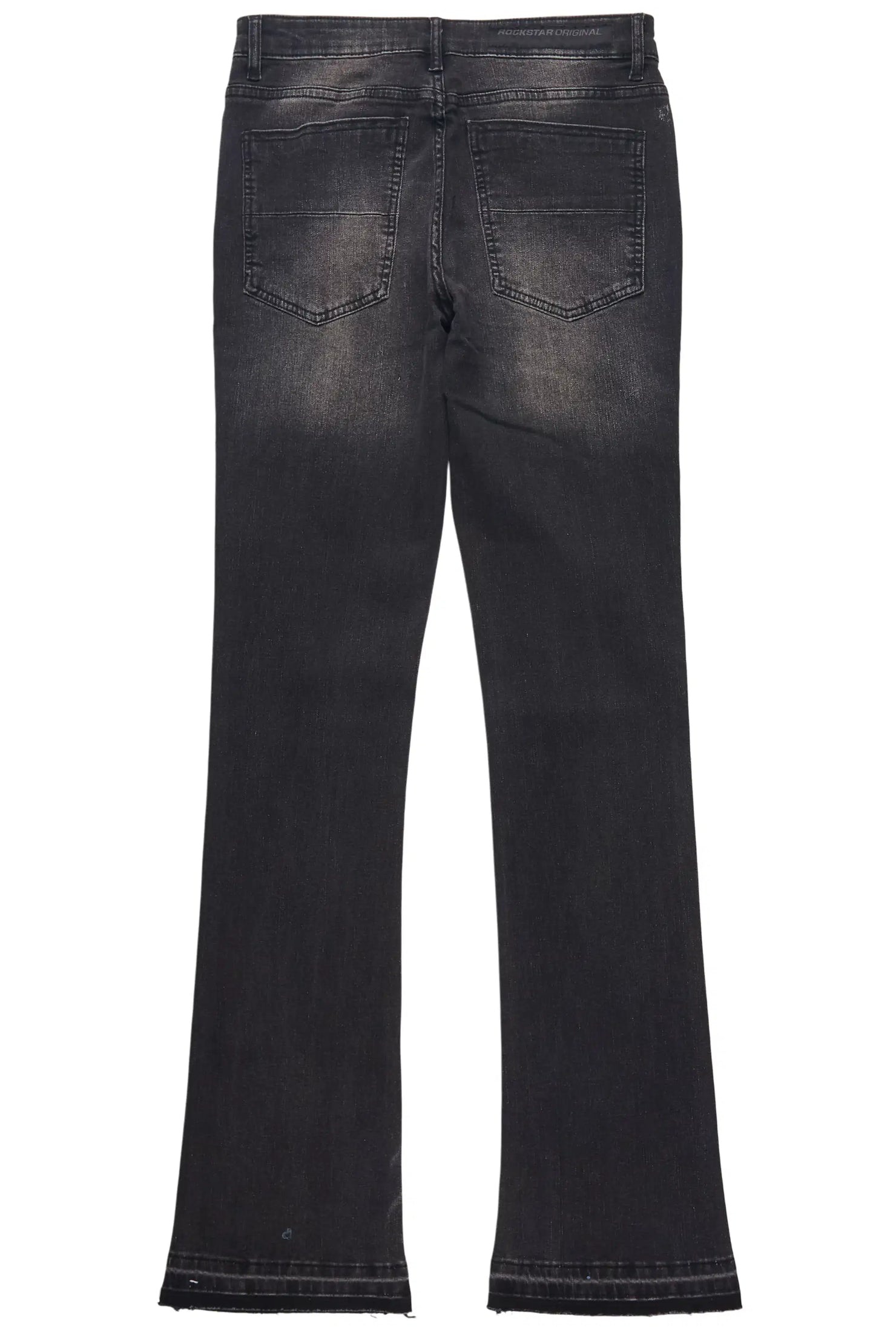 Samba Dark Grey/Pink Rhinestone Stacked Flare Jean