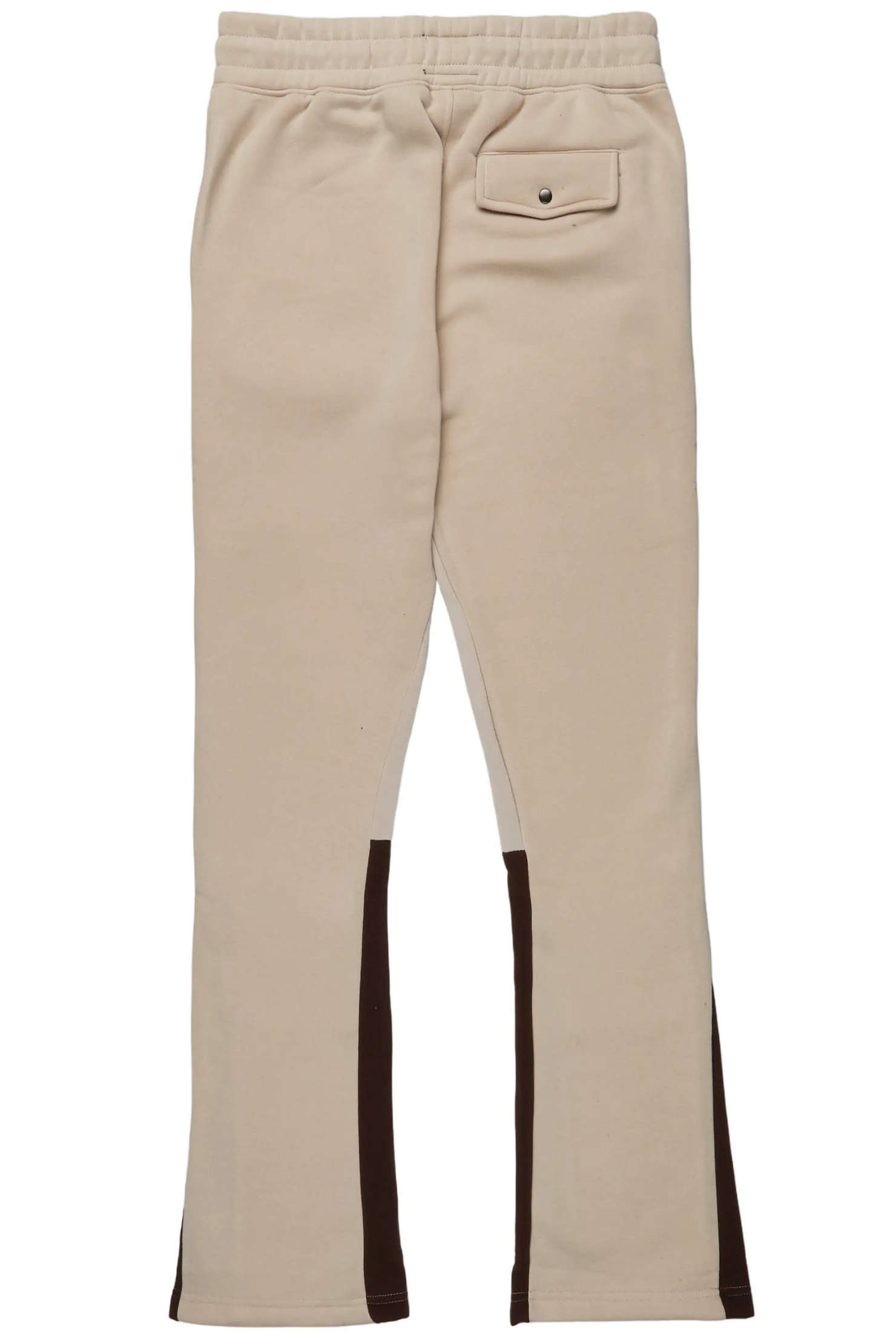 Joncarlo Taupe Stacked Flare Track Pant