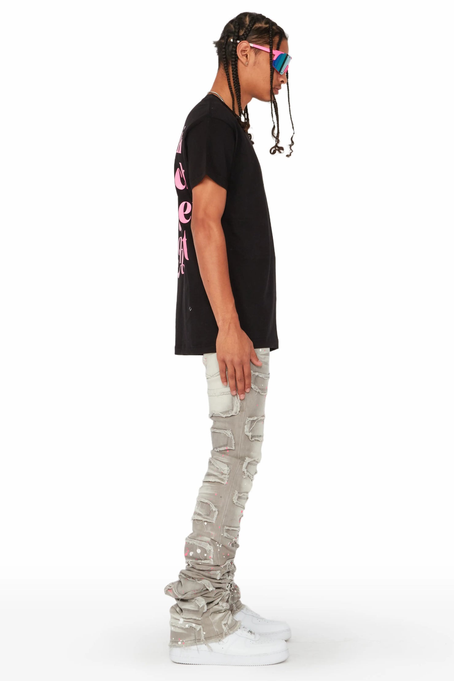Niall Grey/Pink Painter Super Stacked Jean