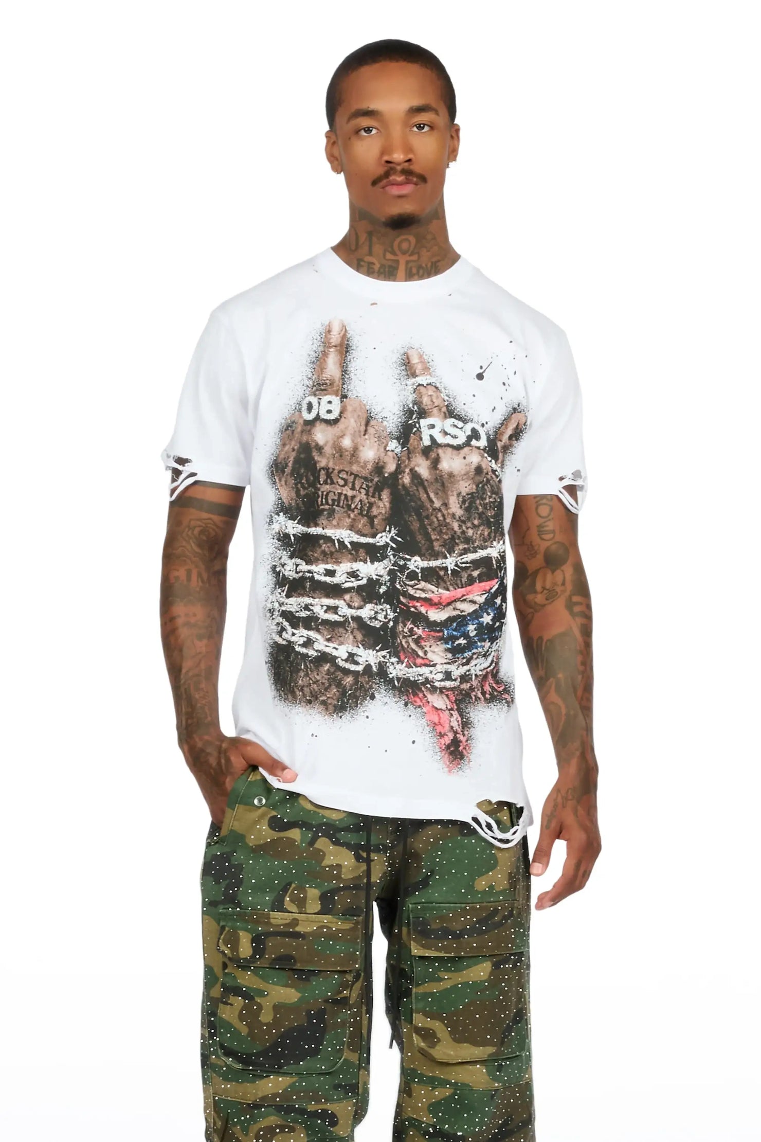 Melo White Oversized Graphic T-Shirt