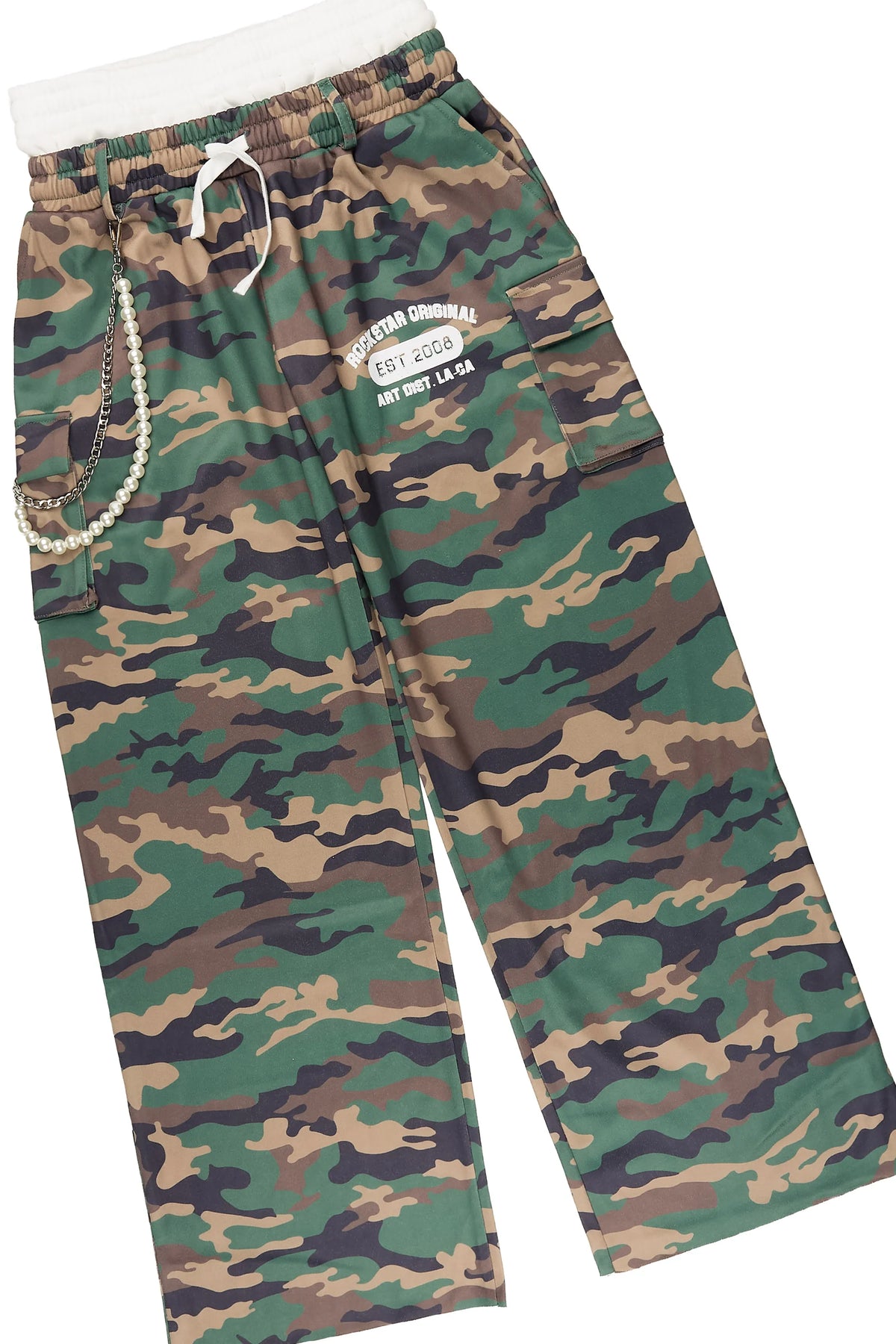 Boys Alexander White/Camo Long Sleeve Shirt Double Waisted  Super Baggy Track Set