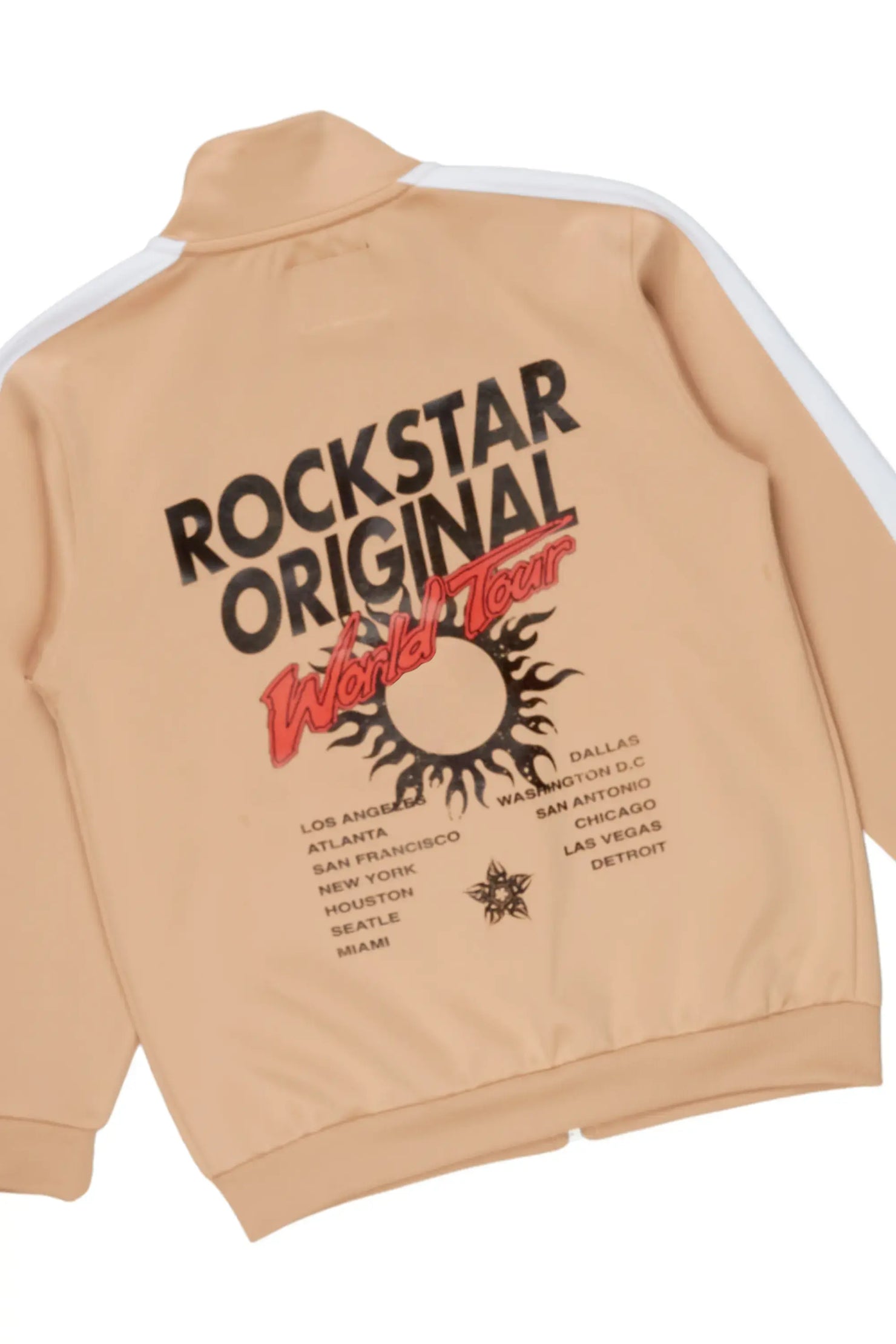 Girls Yashy Beige Tricot Stacked Flare Track Set