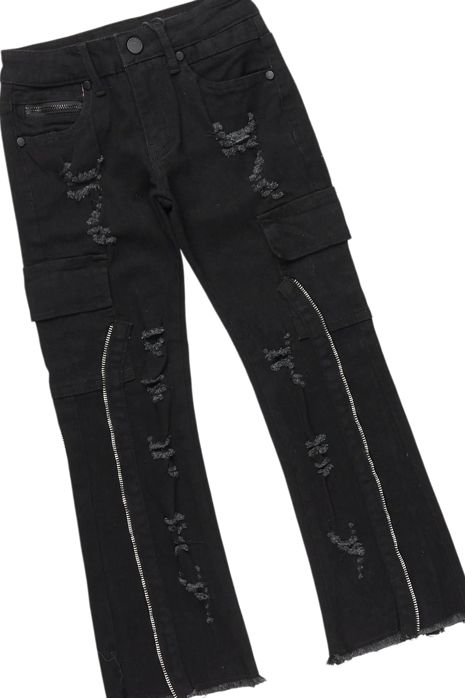 Boys Ponce Black T-Shirt/Stacked Flare Jean Set