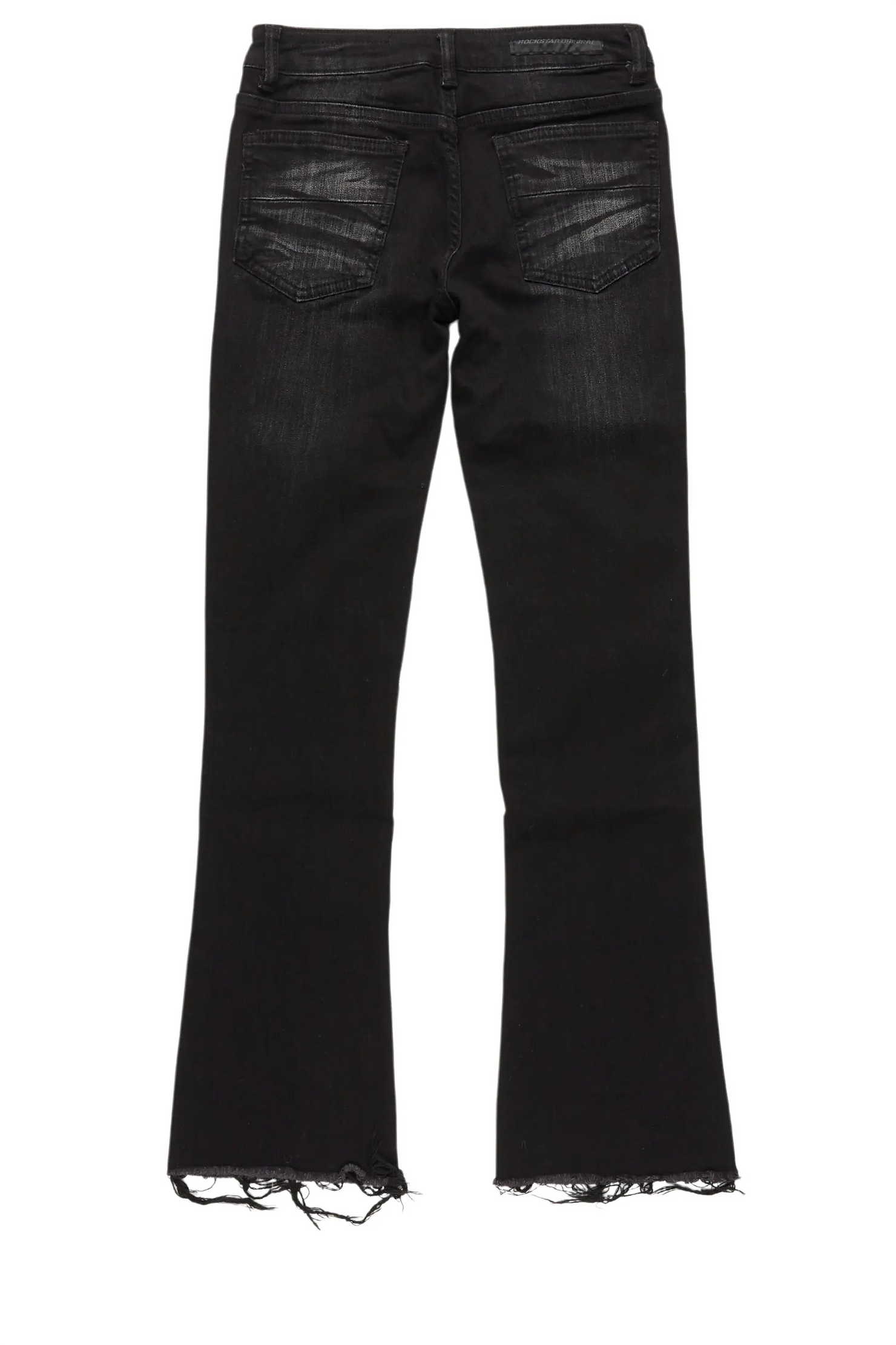 Boys Edgar Jet Black Patchwork Stacked Flare Jean