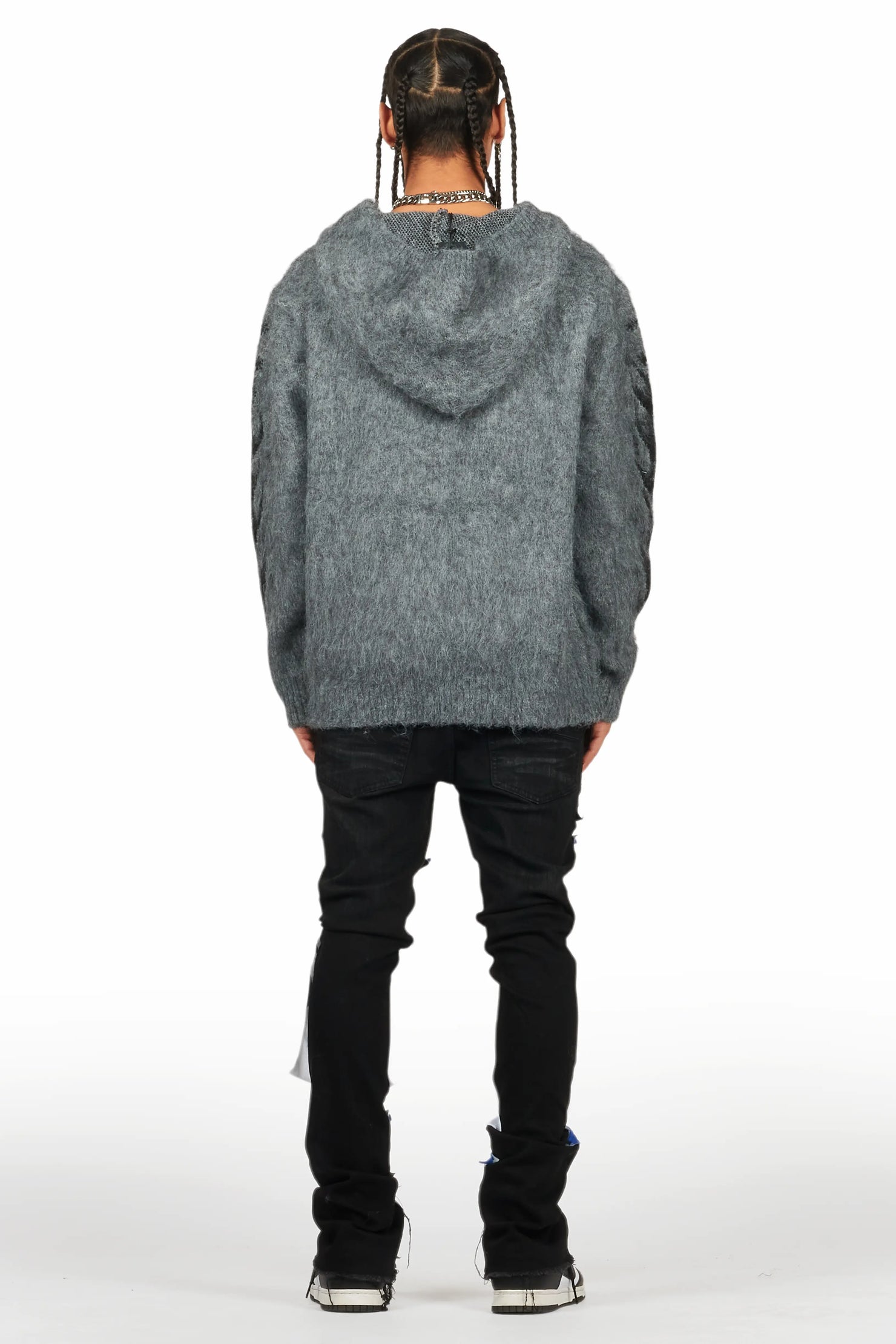 Edgar Jet Black Patchwork Stacked Flare Jean