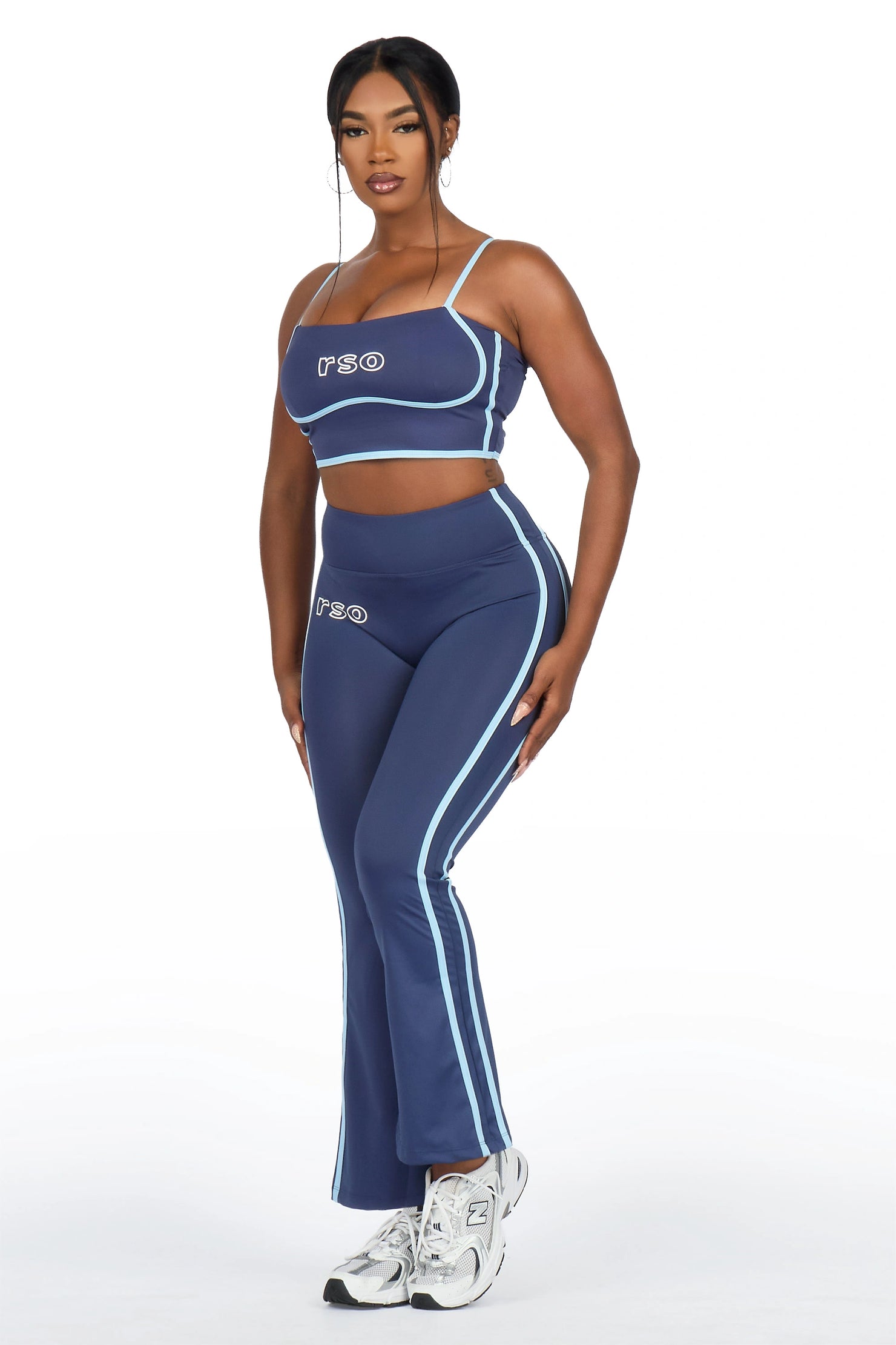 Karmen Navy Tank Active Flare Pant Set