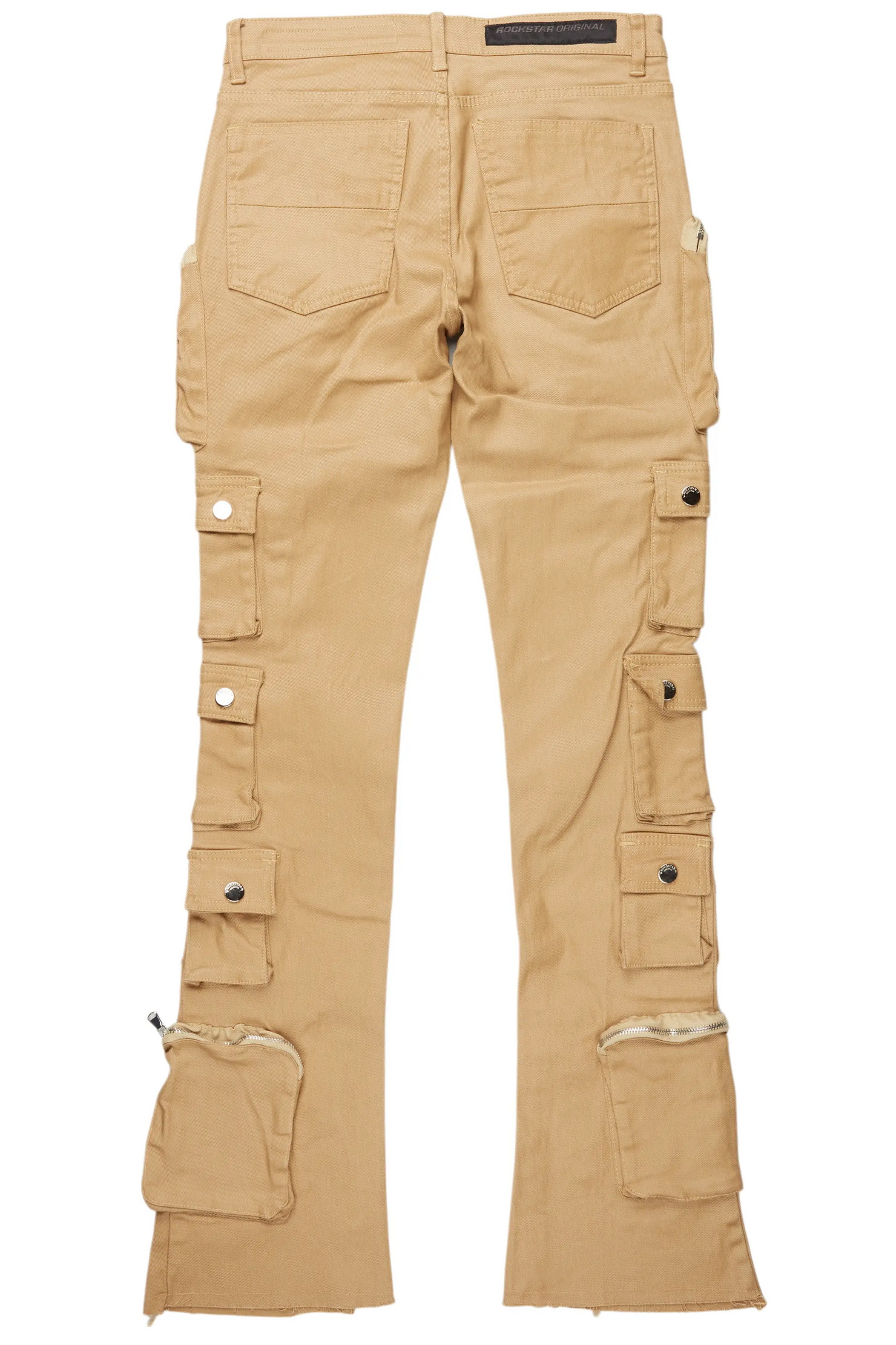 Konrad Beige Coated Stacked Flare Jean