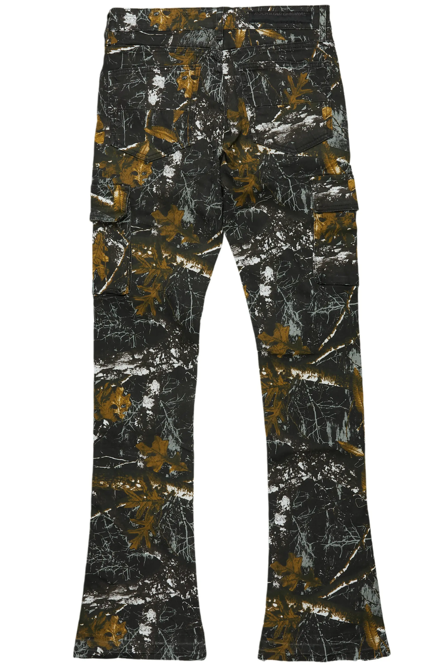 Waage Black Tree Camo Cargo Stacked Flare Jean