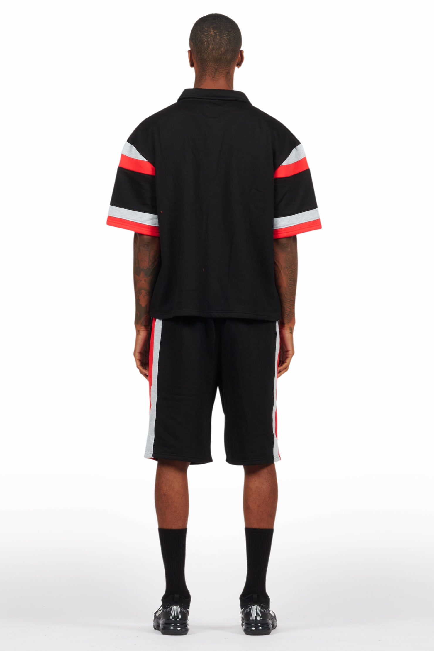 Zavid Black Button Up T-Shirt/Short Set