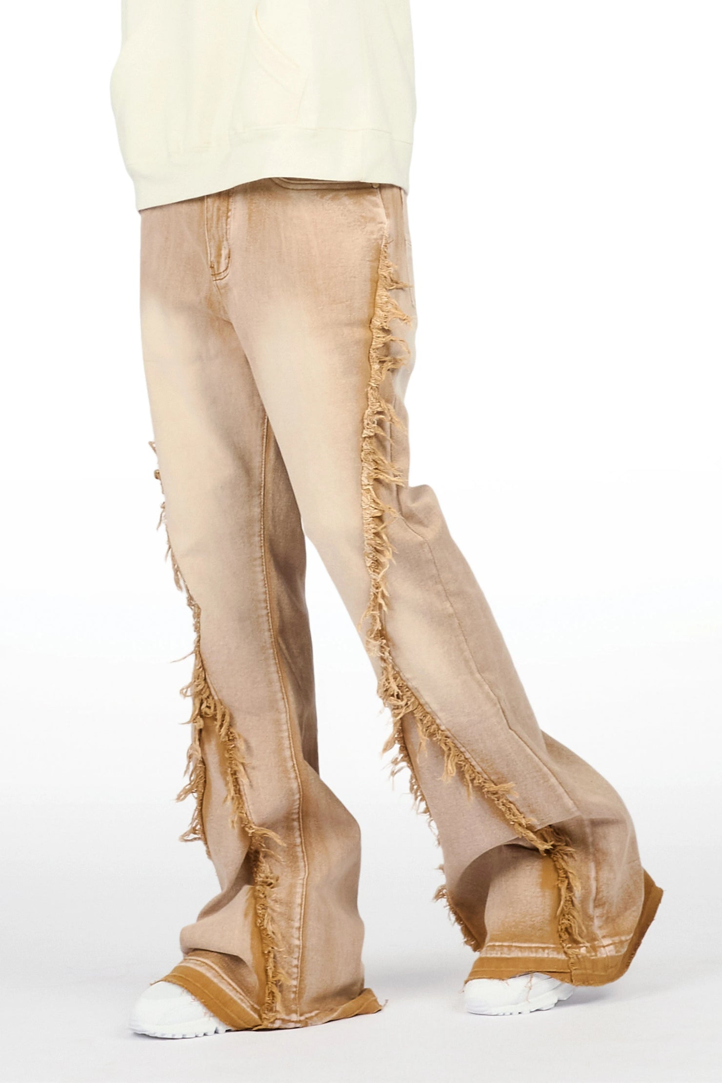 Vane Beige Stacked Super Flare Jean