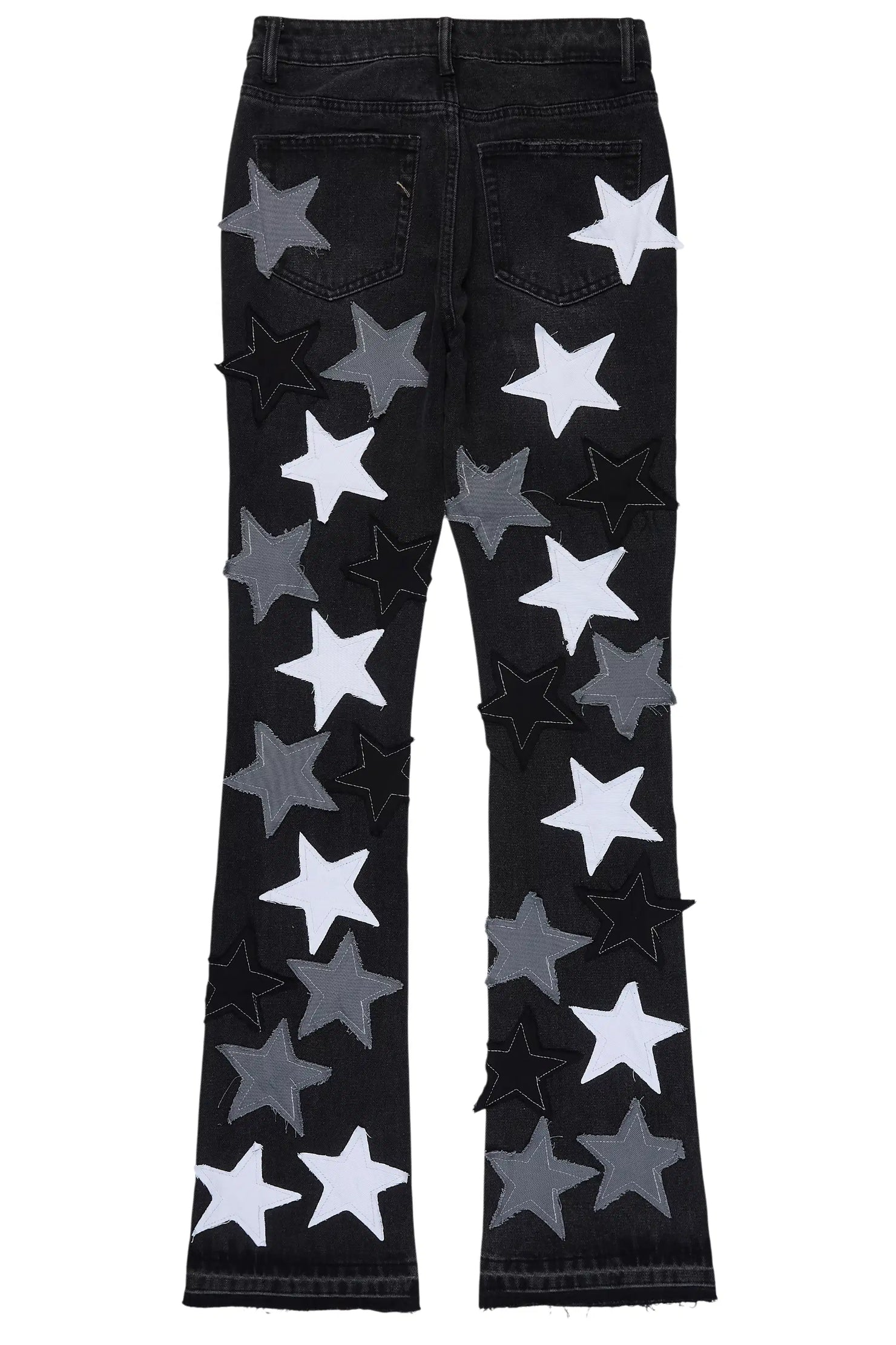 Starlena Black Stacked Flare Jean