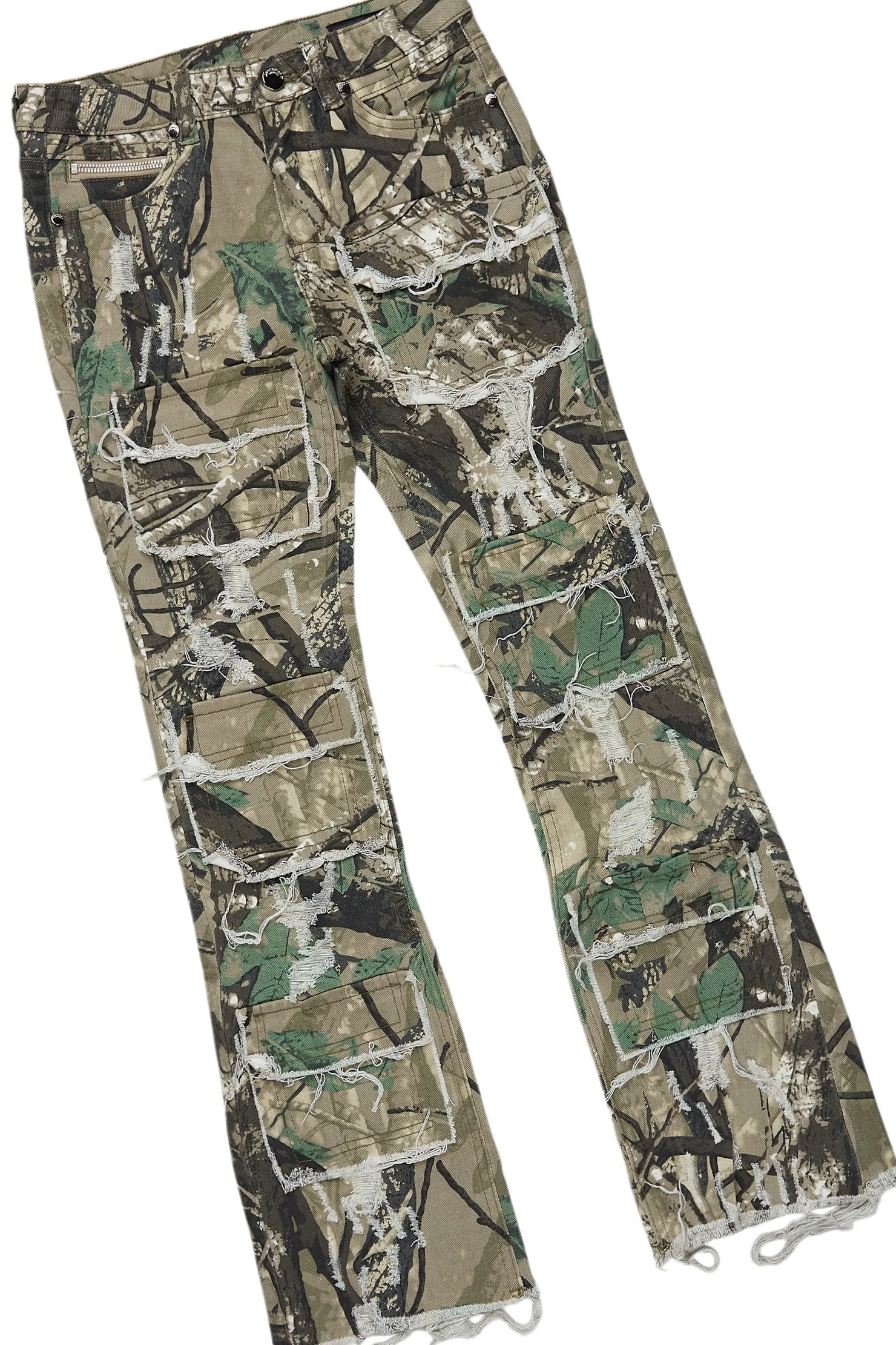 Boys Koen Black/Camo Hoodie/Stacked Flare Jean Set