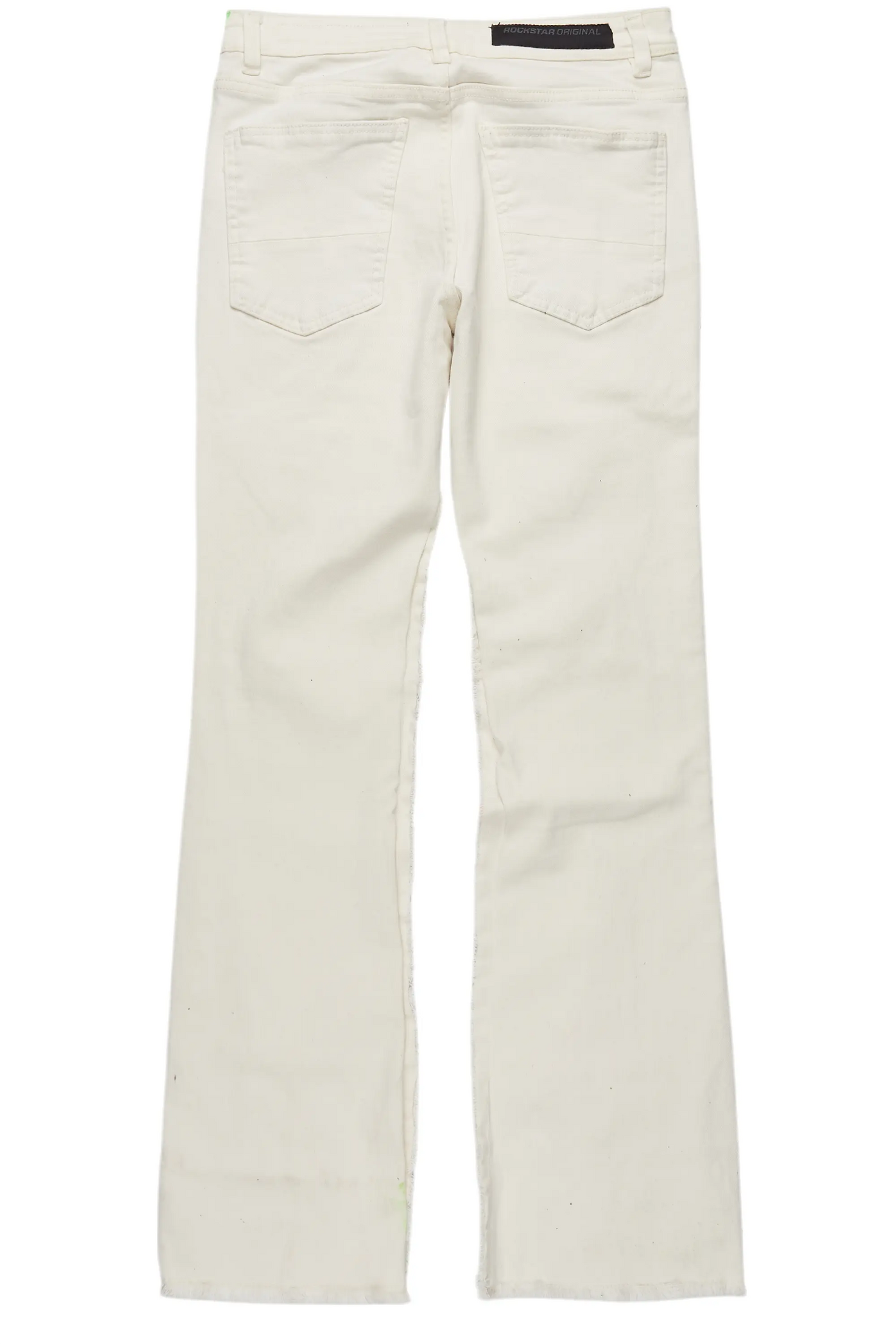Helki Beige/Green Roller Paint Stacked Flare Jean