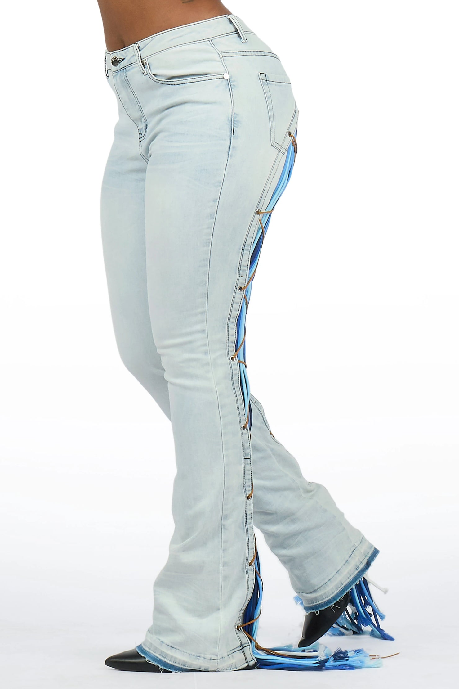 Ottiana Light Blue/Blue Stacked Flare Jean