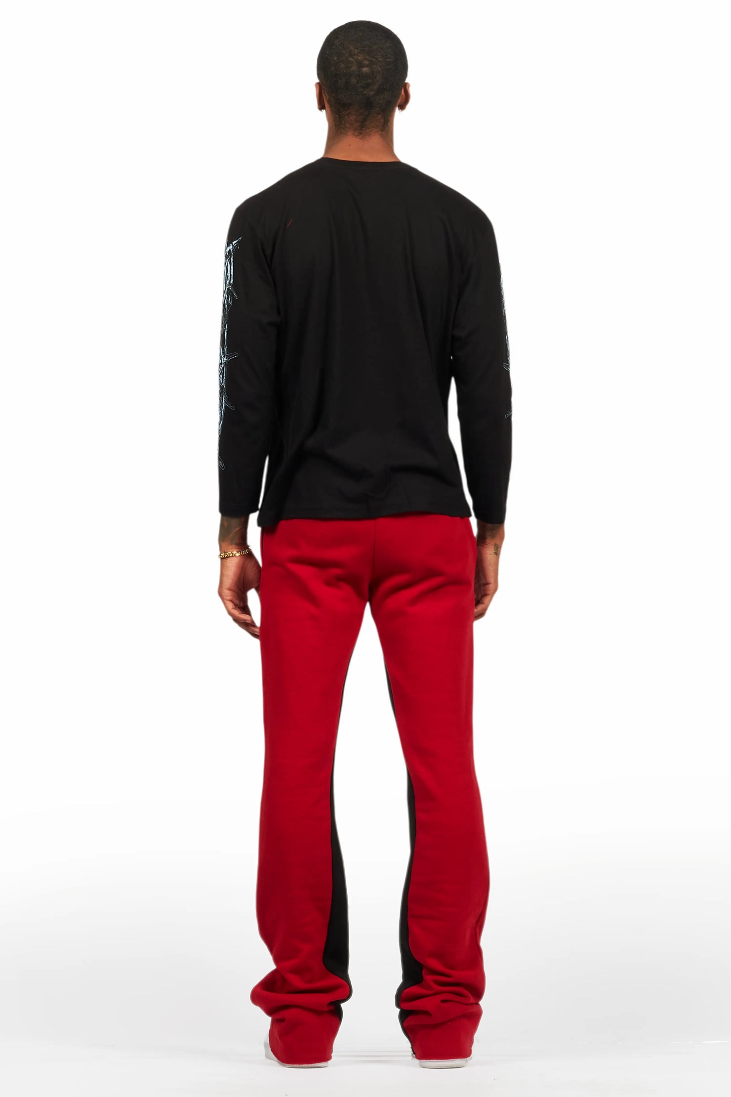 Amina Black/Burgundy Long Sleeve T-Shirt/Baggy Pant Set