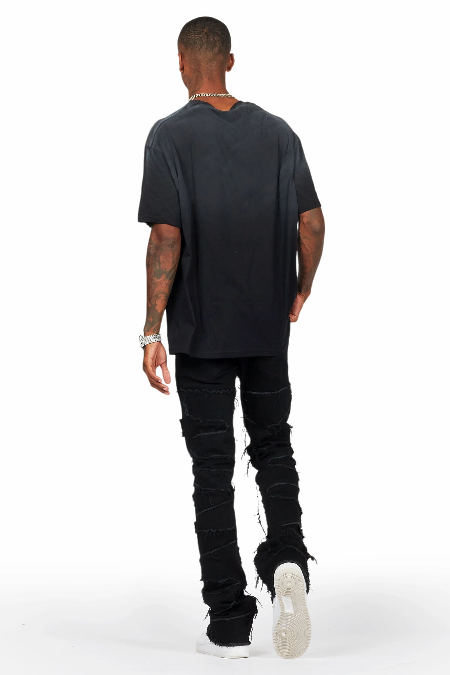 Yamal Black T-Shirt/Stacked Flare Jean Bundle