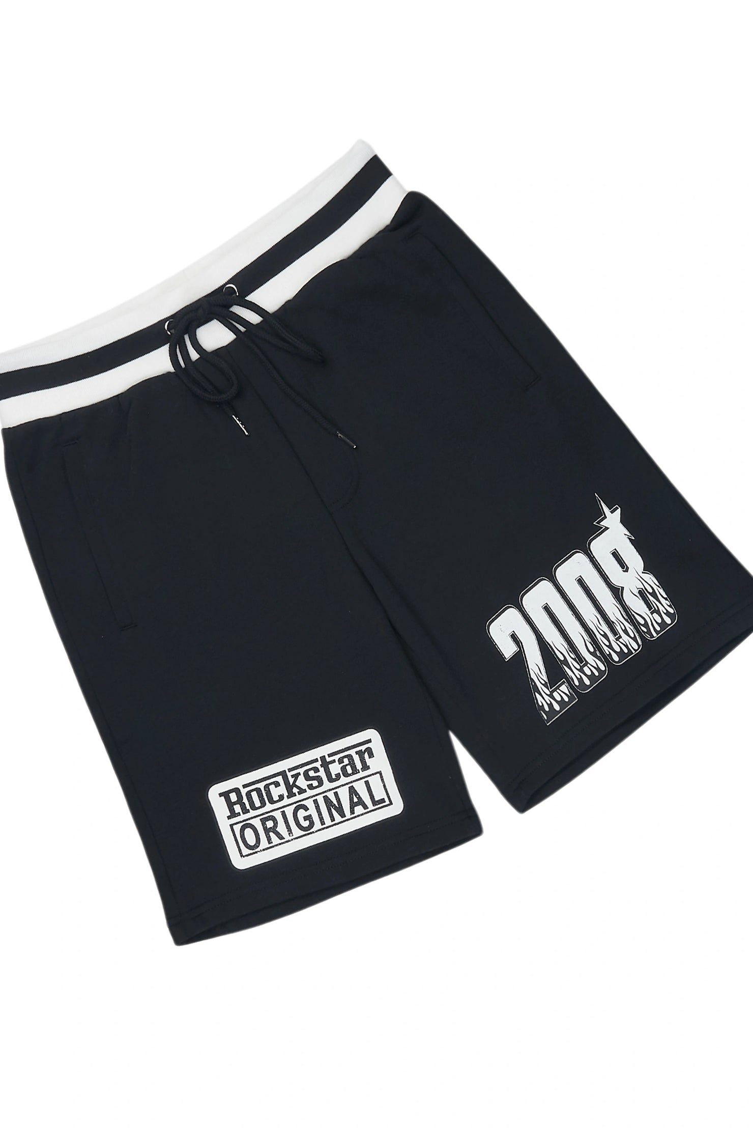 Amos Black/White Graphic Cut Sleeve T-Shirt Short Set