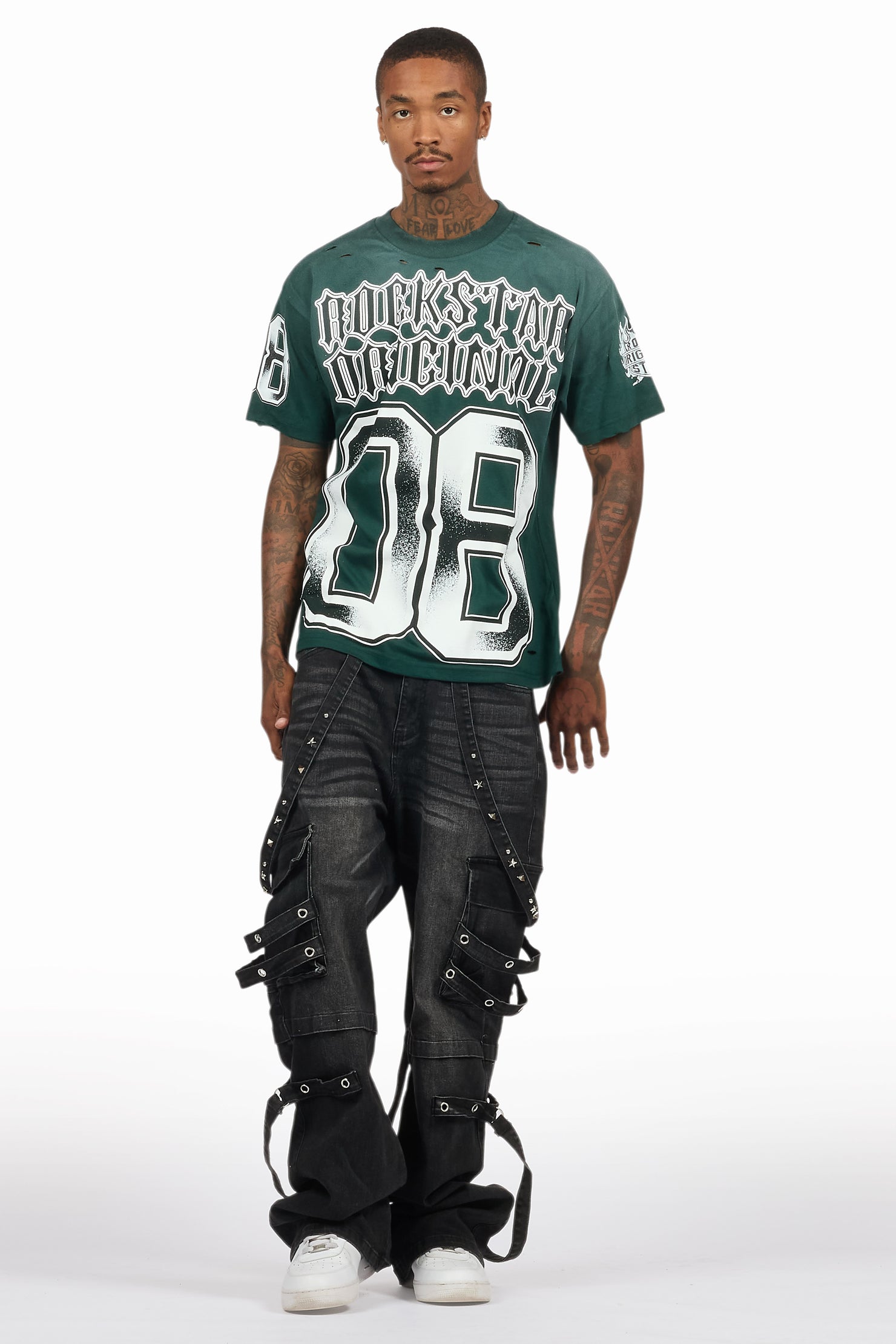 Nealon Black Baggy Cargo Fit Jean