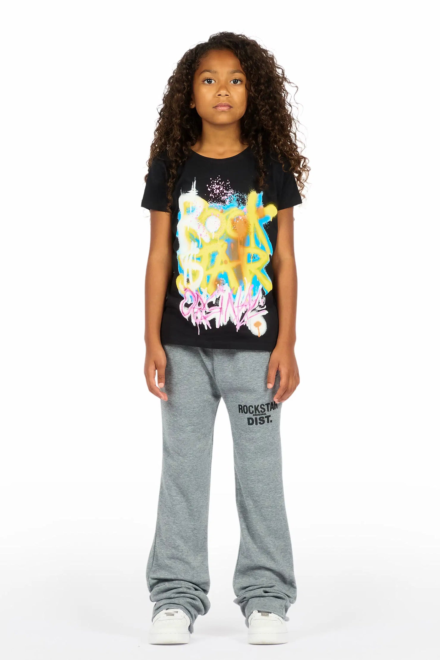 Girls Juliana Grey Stacked Flare Pant