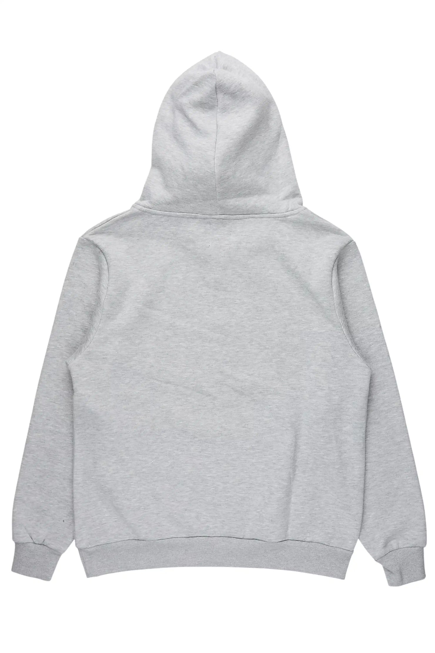 Drako Heather Grey Graphic Distressed Relaxed Hoodie
