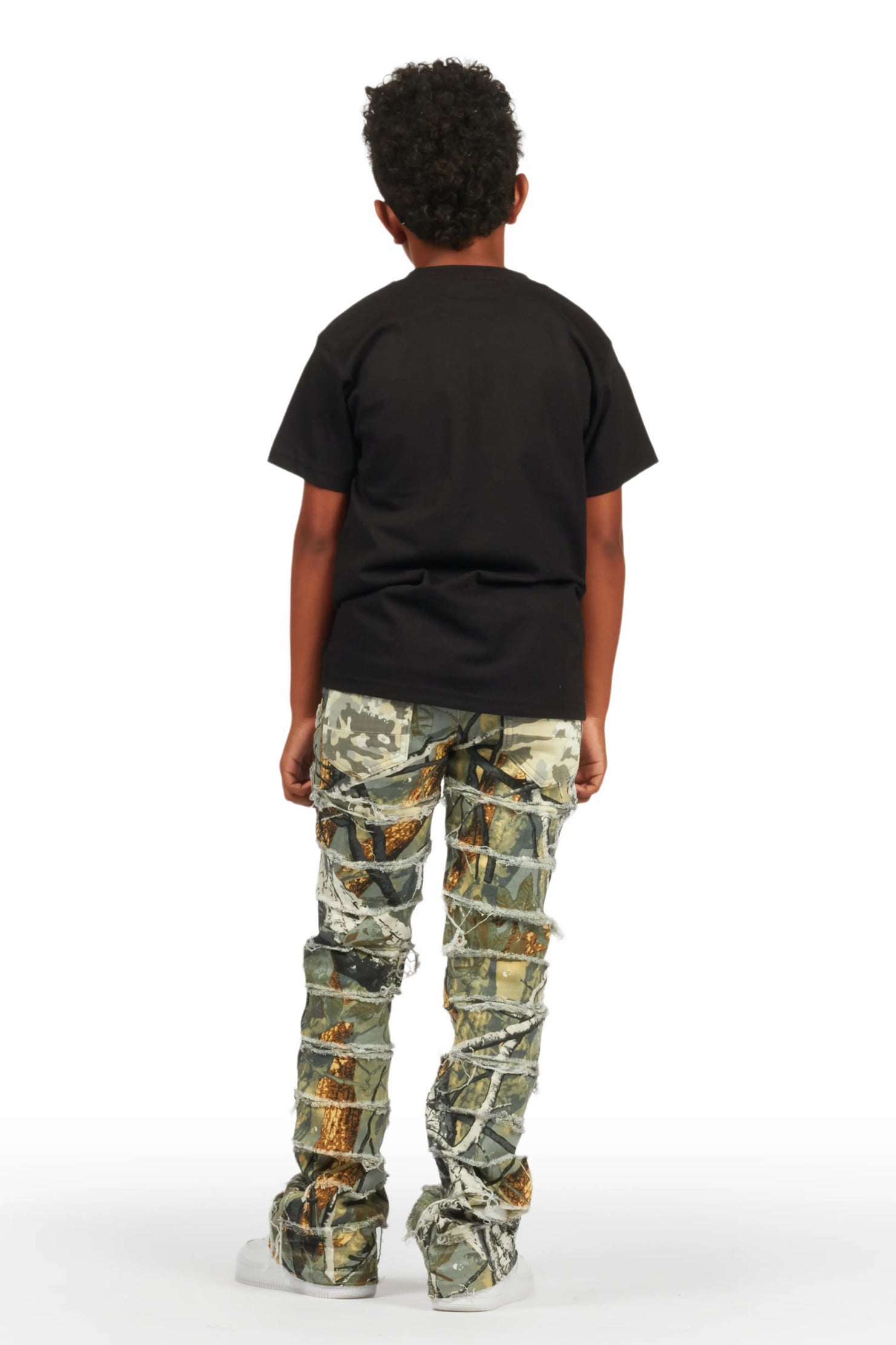 Boys Semaj Tree Camo T-Shirt/Stacked Flare Jean Set