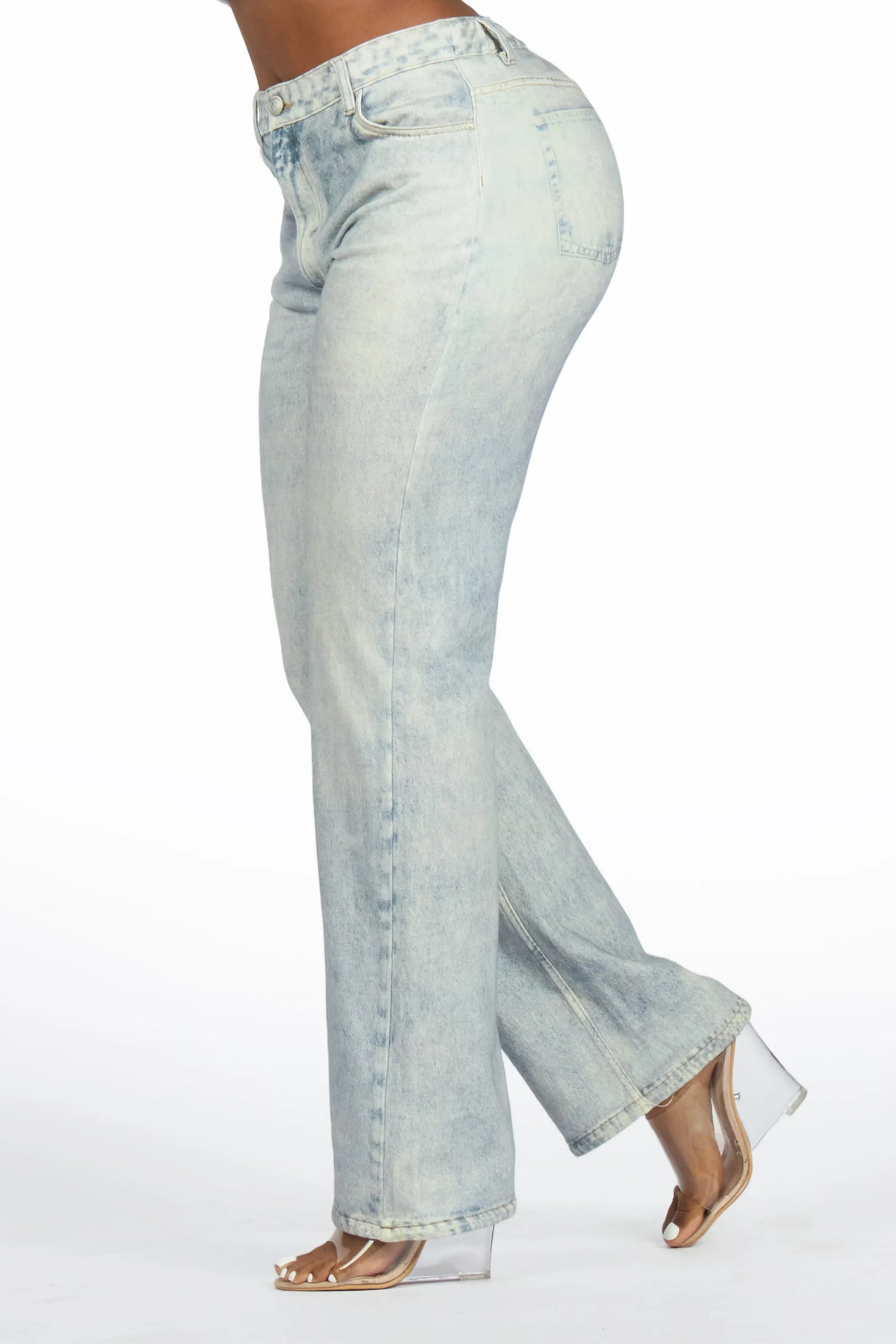 Keiontae Light Wash Denim Print Stretch Terry Sweatpant Jean