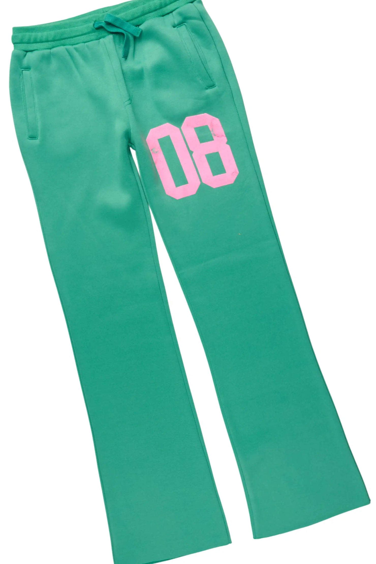 Girls Kammy 2.0 Green/Pink Hoodie/Stacked Flare Track Set