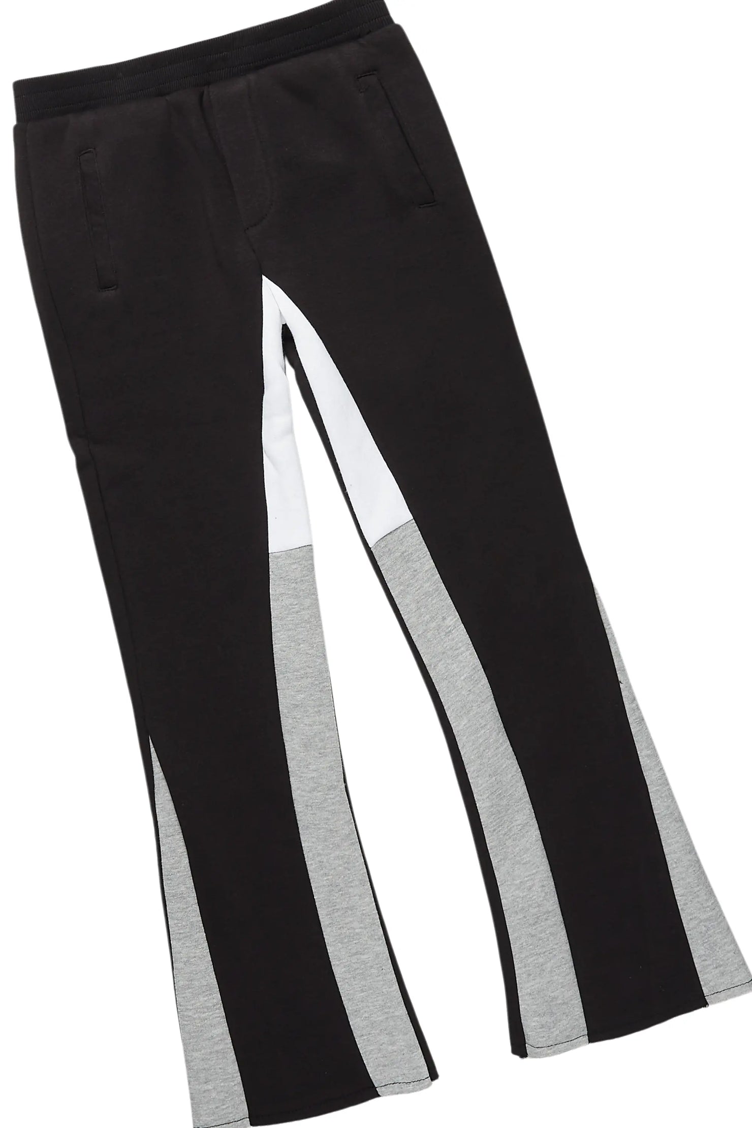 Boys Basic Black/Grey Stacked Flare Pant Set