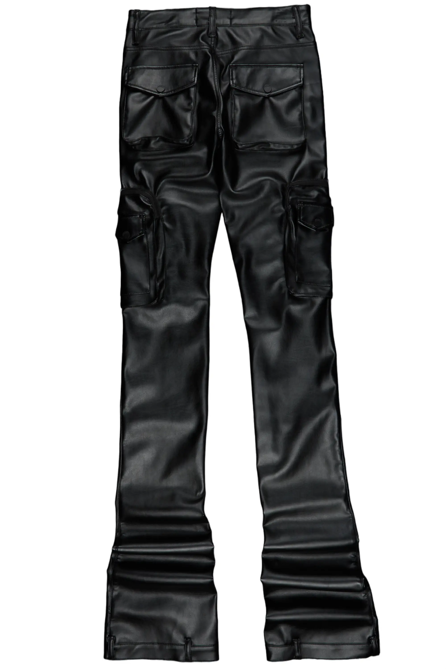 Sutton Black Faux Leather Super Stacked Jean