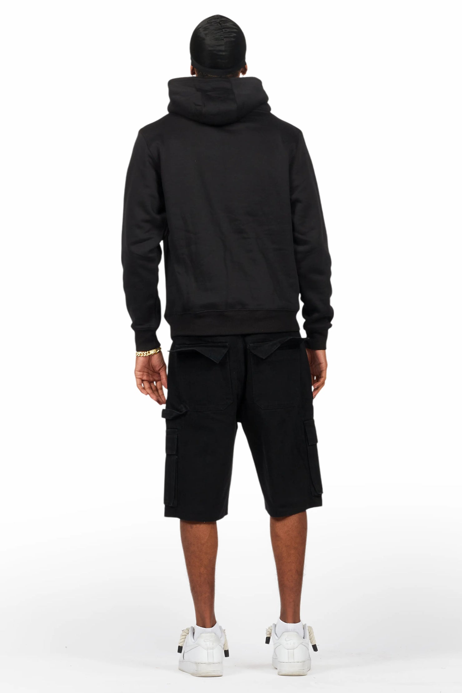 Filip Black Hoodie/Denim Short Set