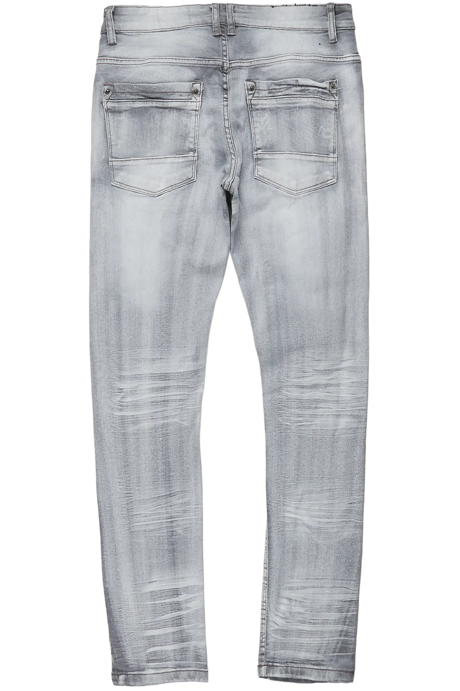Gaines Light Grey Ripped Slim Straight Jean
