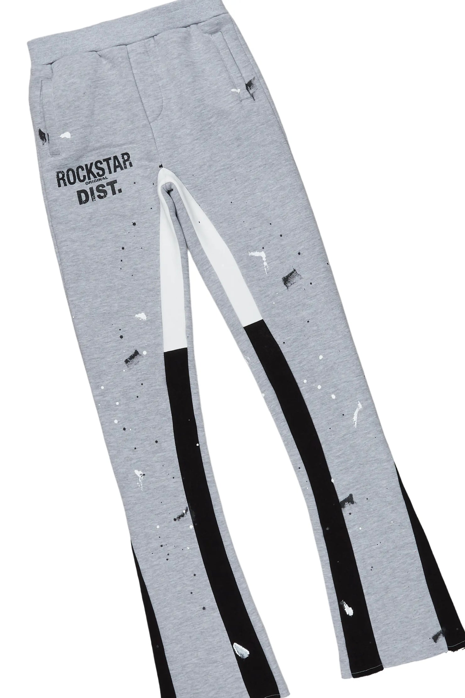 Boys Scottie Grey/Black Hoodie Super Stacked Flare Track Set