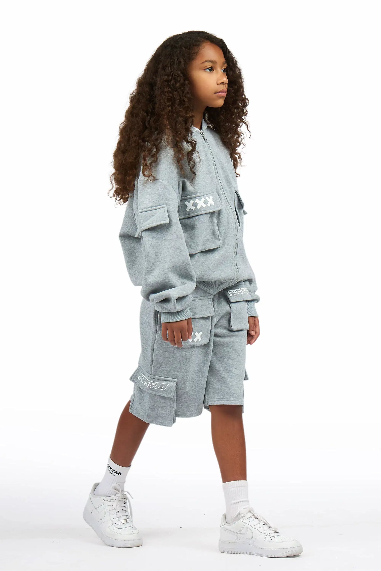Girls Natanya Heather Grey Short Set