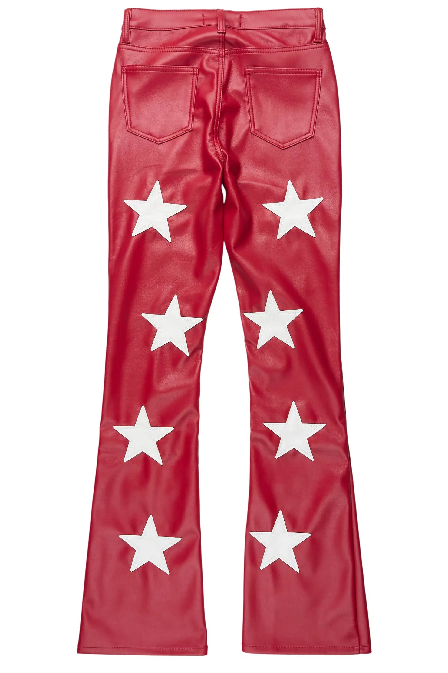 Takera Red PU Stacked Flare Pant